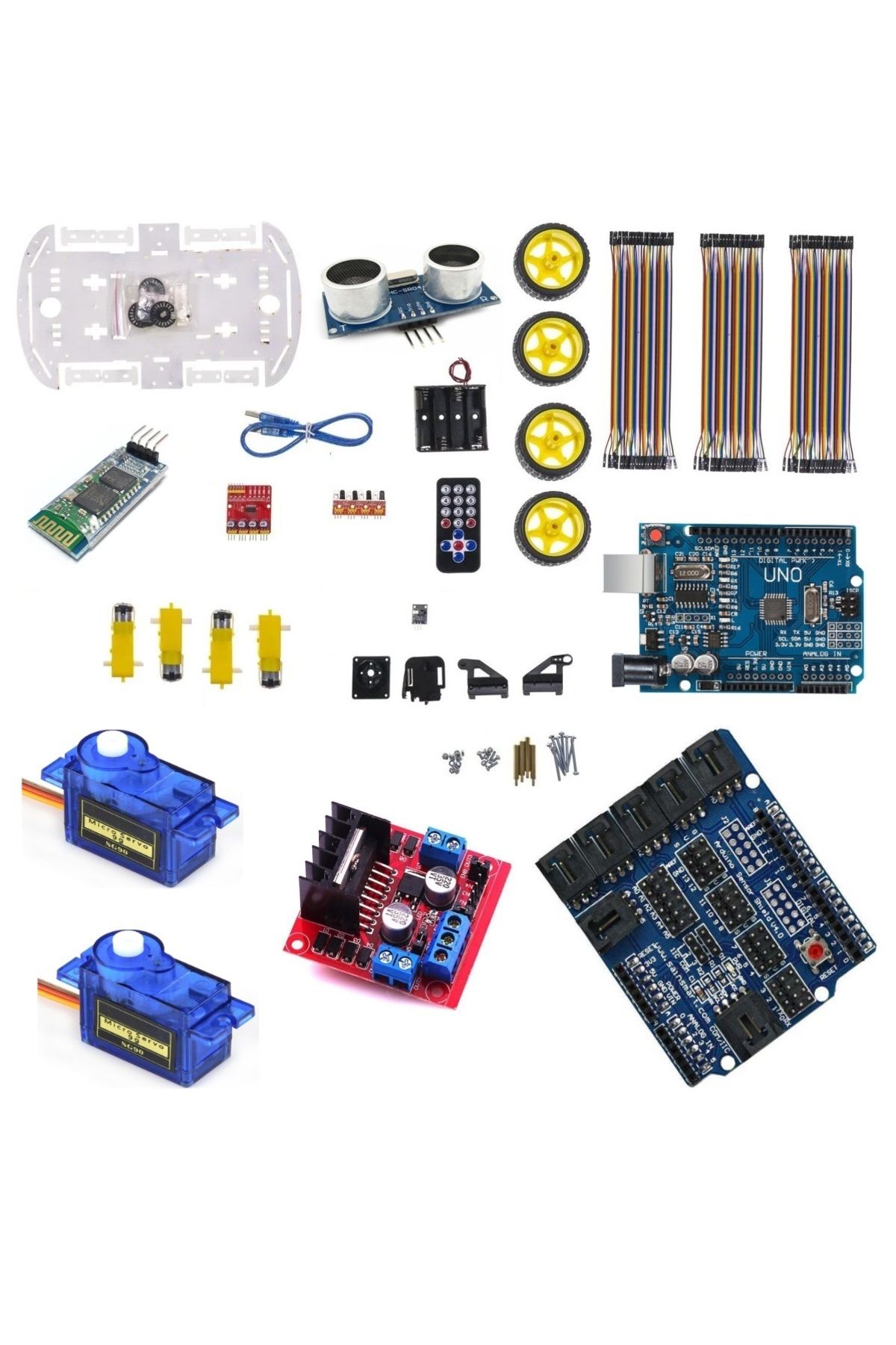Emes Robotik 4wd Arduino Araba Kiti Pan Tiltli Bluetooth Robot Araç Seti (ÖRNEK KODLAR HEDİYE)