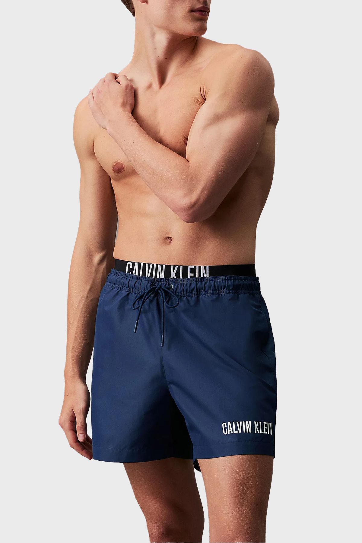 Calvin Klein Çift Bel Detaylı Deniz Şortu Belden Bağlamalı Mayo Short KM0KM00992C7E Erkek MAYO SHORT