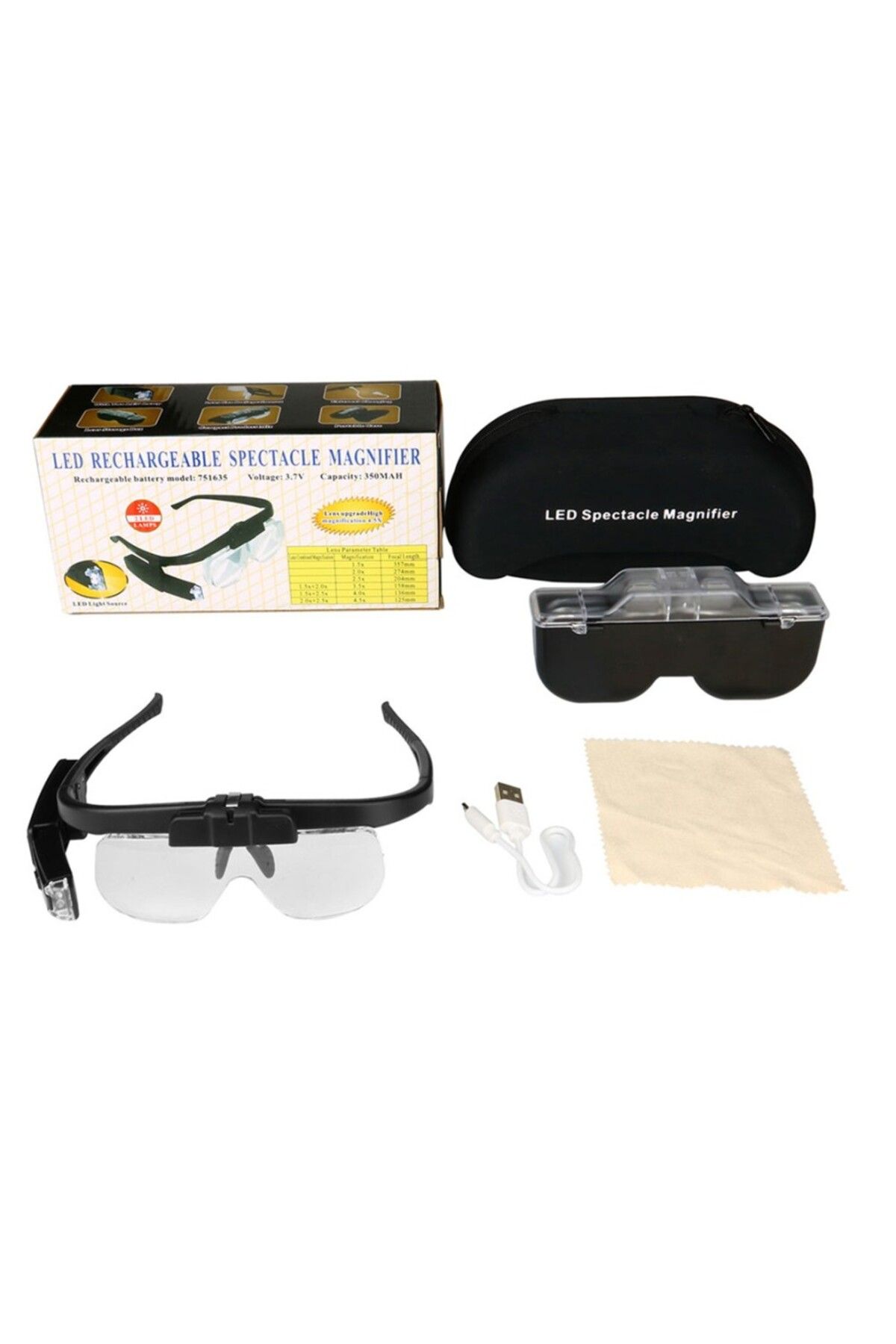 Skygo Şarjlı Gözlük Tip Büyüteç Mercek Lup Lensleriyle Taşıma Çantalı 11642Dc