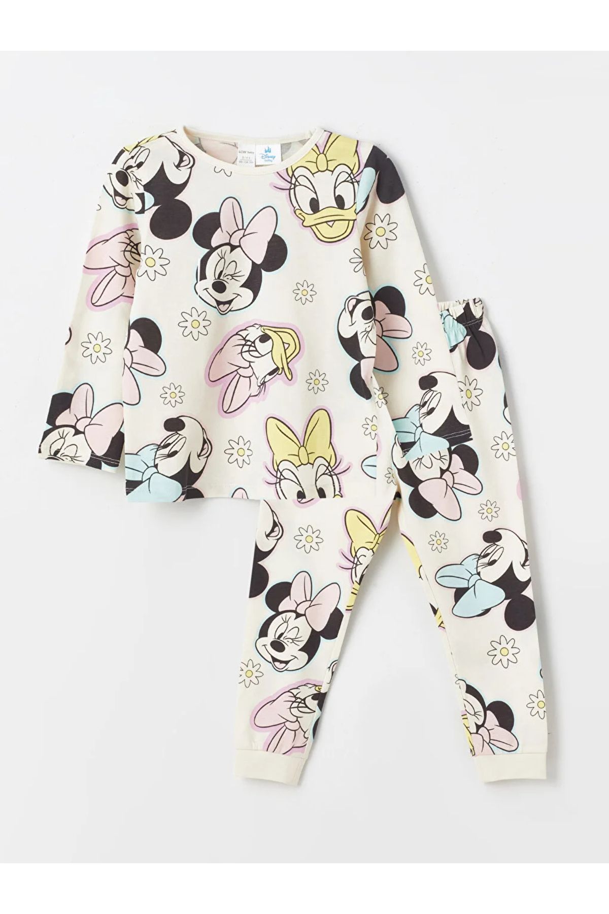 LC Waikiki LCW baby Bisiklet Yaka Uzun Kollu Minnie Mouse Baskılı Kız Bebek Pijama Takımı