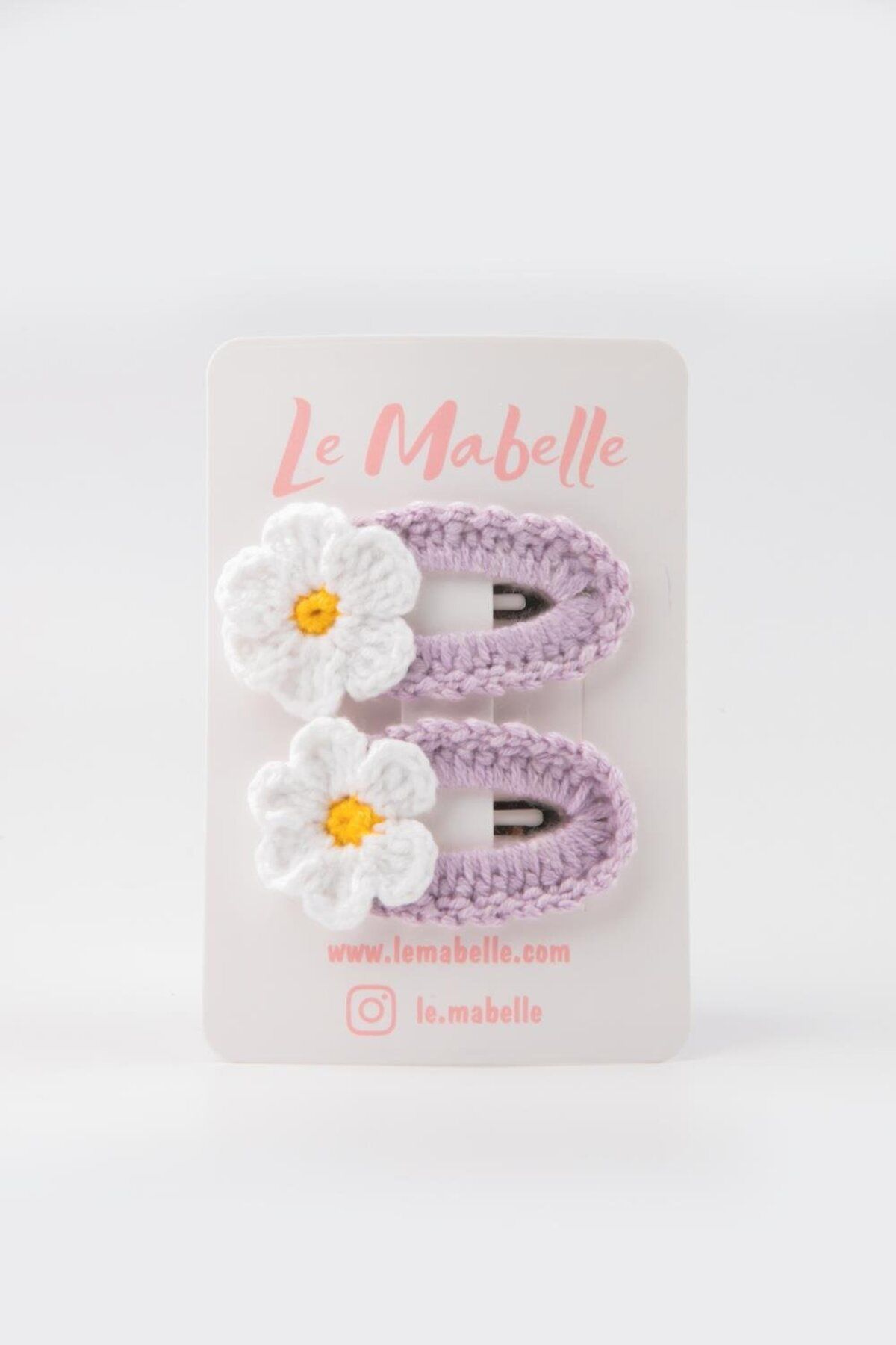 Le Mabelle Lila  Örgü Çiçek 2'li Toka Set
