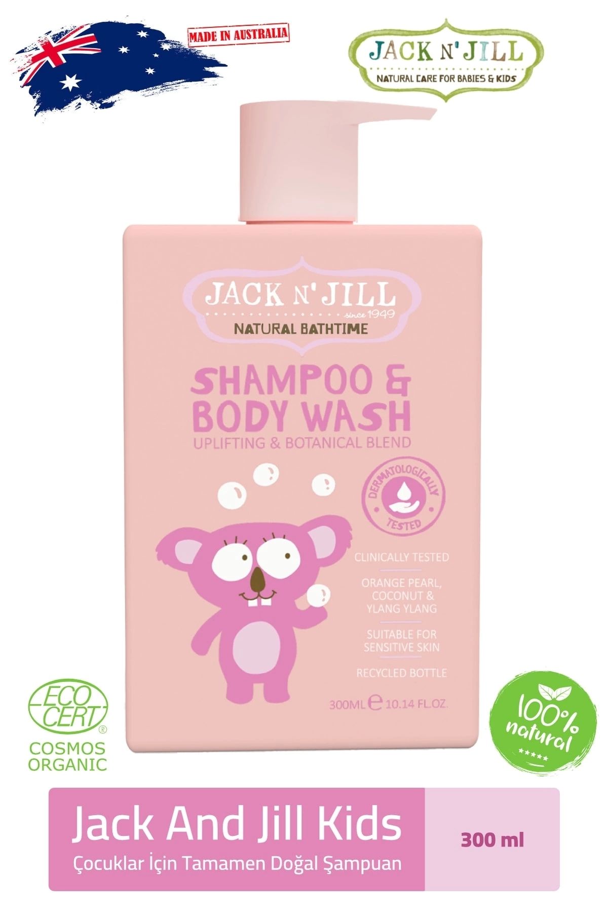 Jack N'Jill Çocuklar Için Tamamen Doğal Saç Ve Vücut Şampuanı