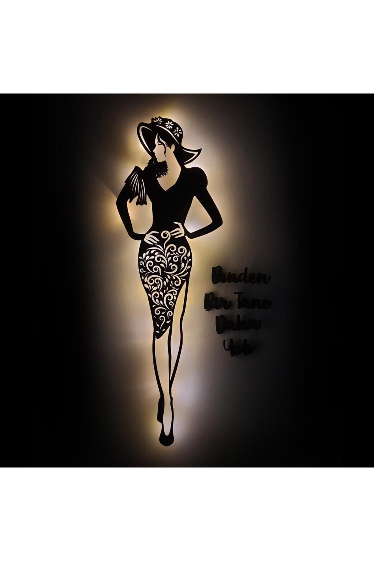 veraART Işıklı Kişiselleştirilebilir Kadın Temalı Tablo Almira Dekoratif Gece Lambası 70 Cm