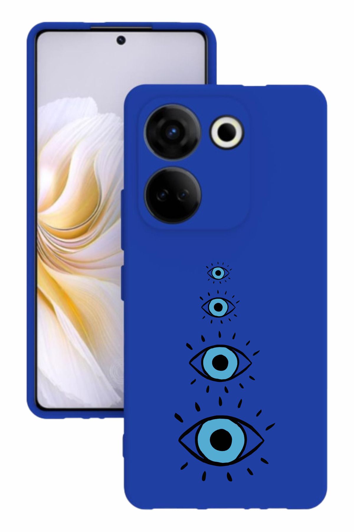 Tecno Camon 20 Pro Kamera Korumalı ve Tasarımlı Mavi Renk Silikon Kılıf