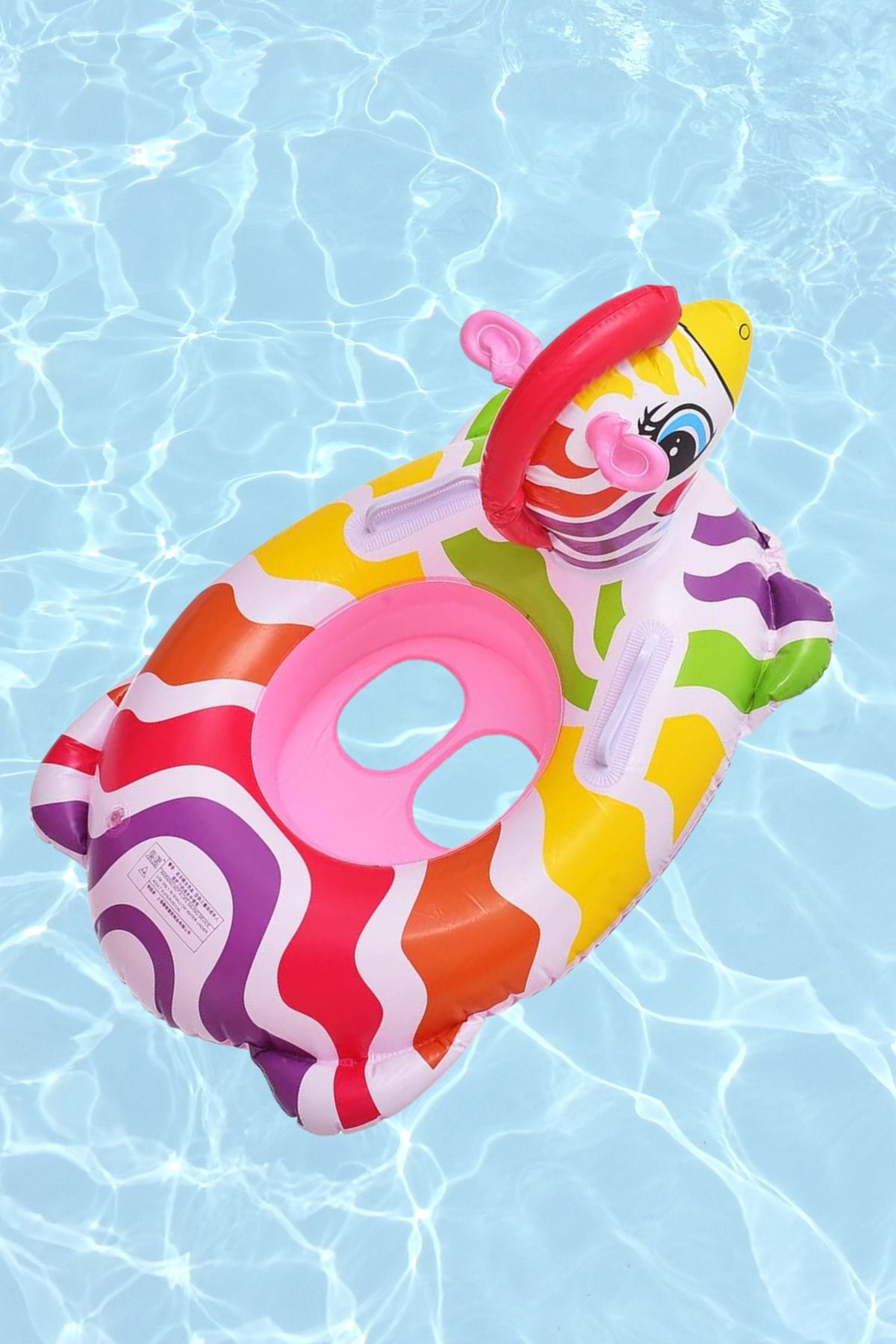 buradanaldım 0-5 Yaş Pembe Renkli Zebra Desenli Oturaklı Çocuk Yüzme Simidi, Bebek Yüzme Simidi