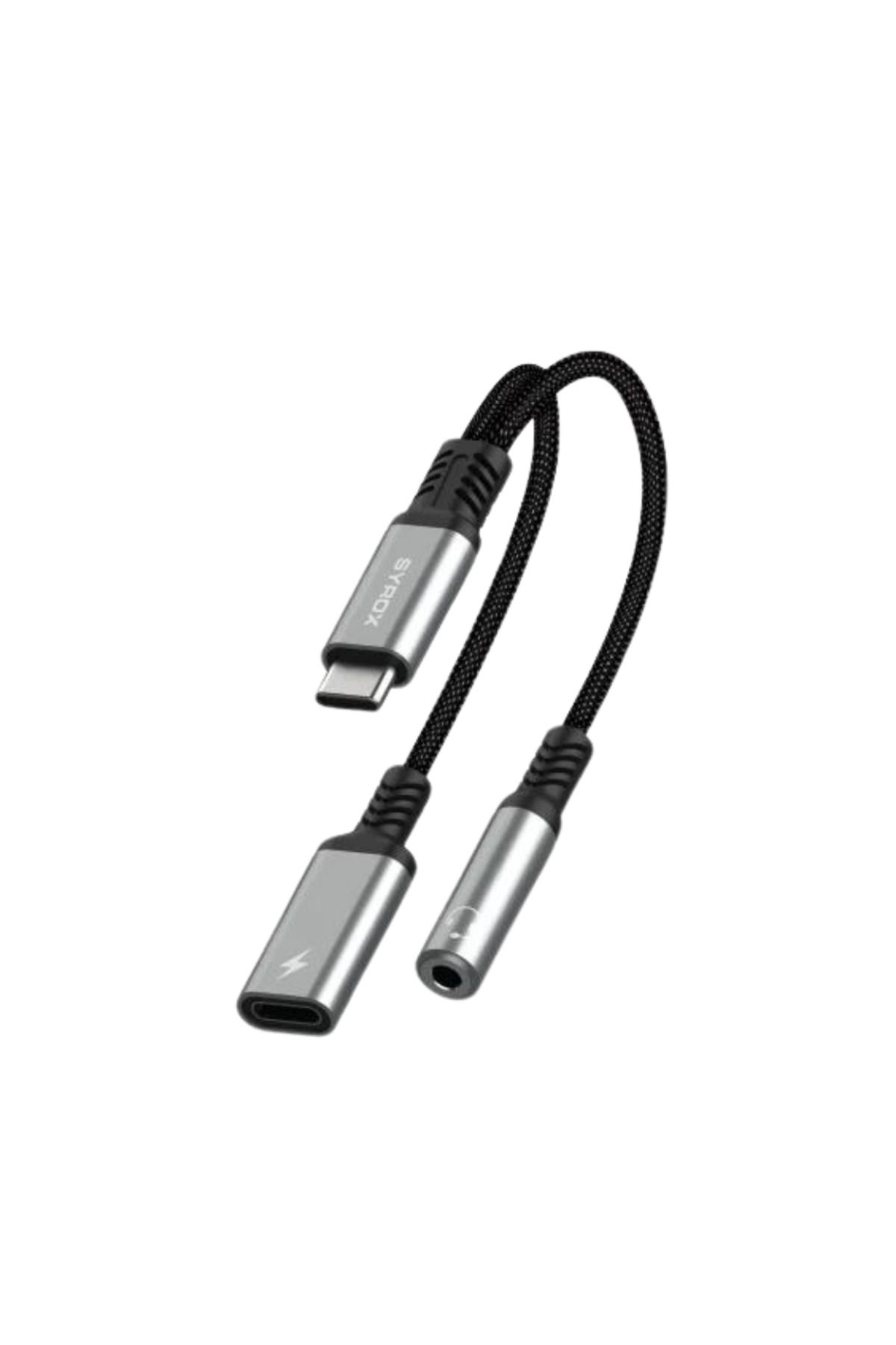Syrox TYPE-C CONVERTER, Type-C to 1x Şarj & 1x Kulaklık (Aux), 2’si 1 arada adaptör kulaklık ve şarj