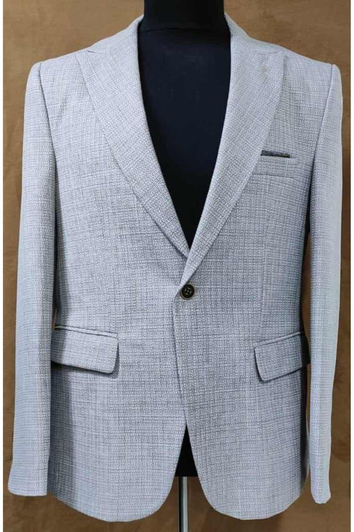 Nokta Moda Erkek Blazer Ceket Italyan Stil Slim Fit Sivri Yaka Tek'li 6 Drop Takım Elbise Konbin Yapılır
