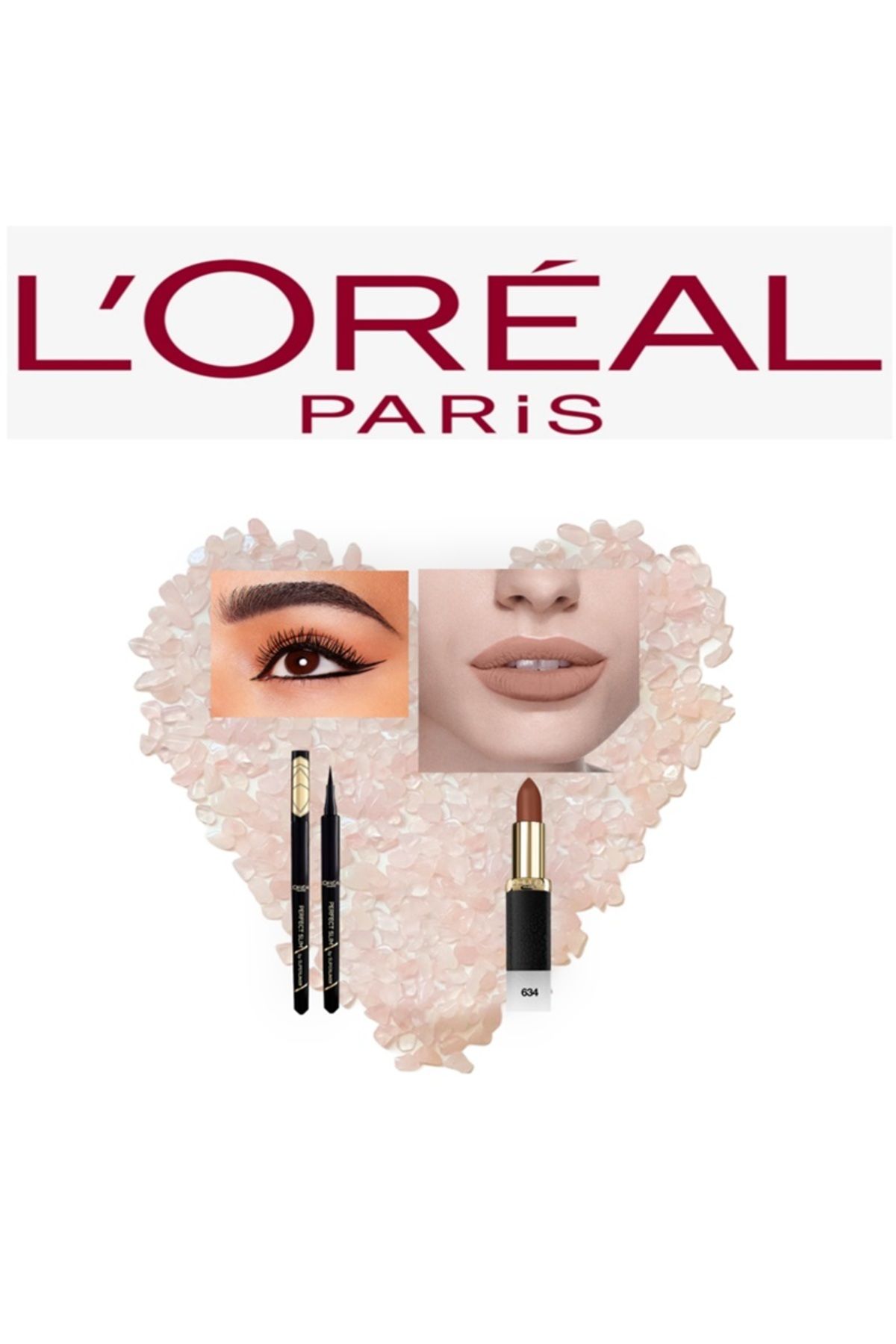 L'Oreal Paris Perfect Slim Siyah Eyeliner +Mat Ruj Color Riche Lipstick 634 Geige Hype
