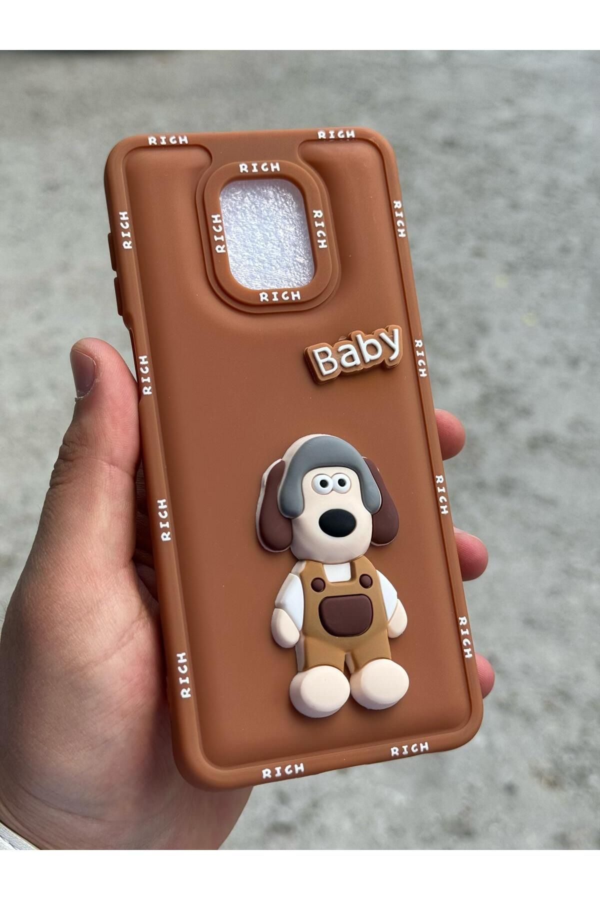 Sphone Xiaomi Redmi Note 9S Kılıf Kabartmalı Çizgi Film Karakter Köpek Dog Emoji Baby Rich Pati Figür