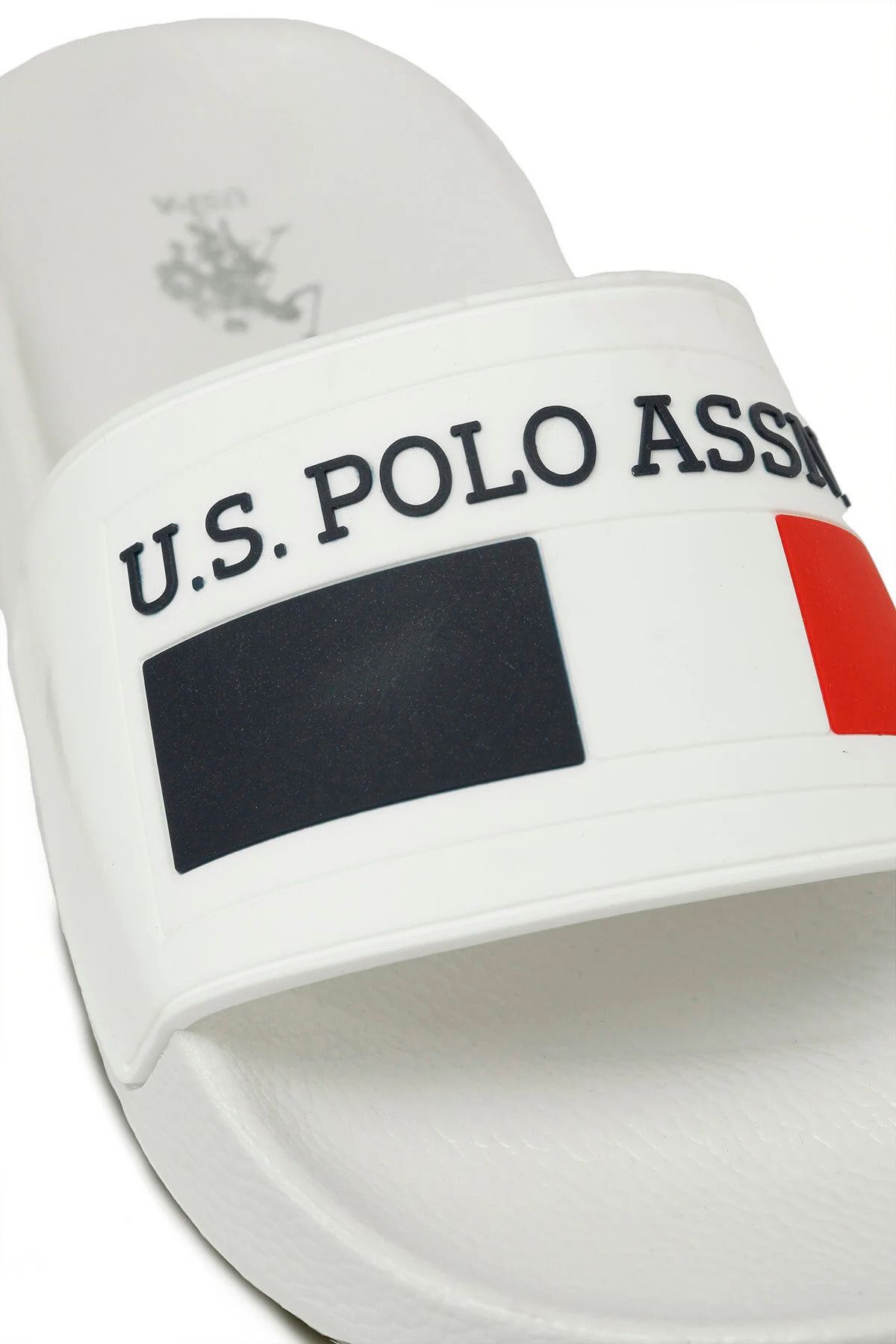 U.S. Polo Assn. Erkek Beyaz-Kırmızı-Lacivert Logolu Terlik