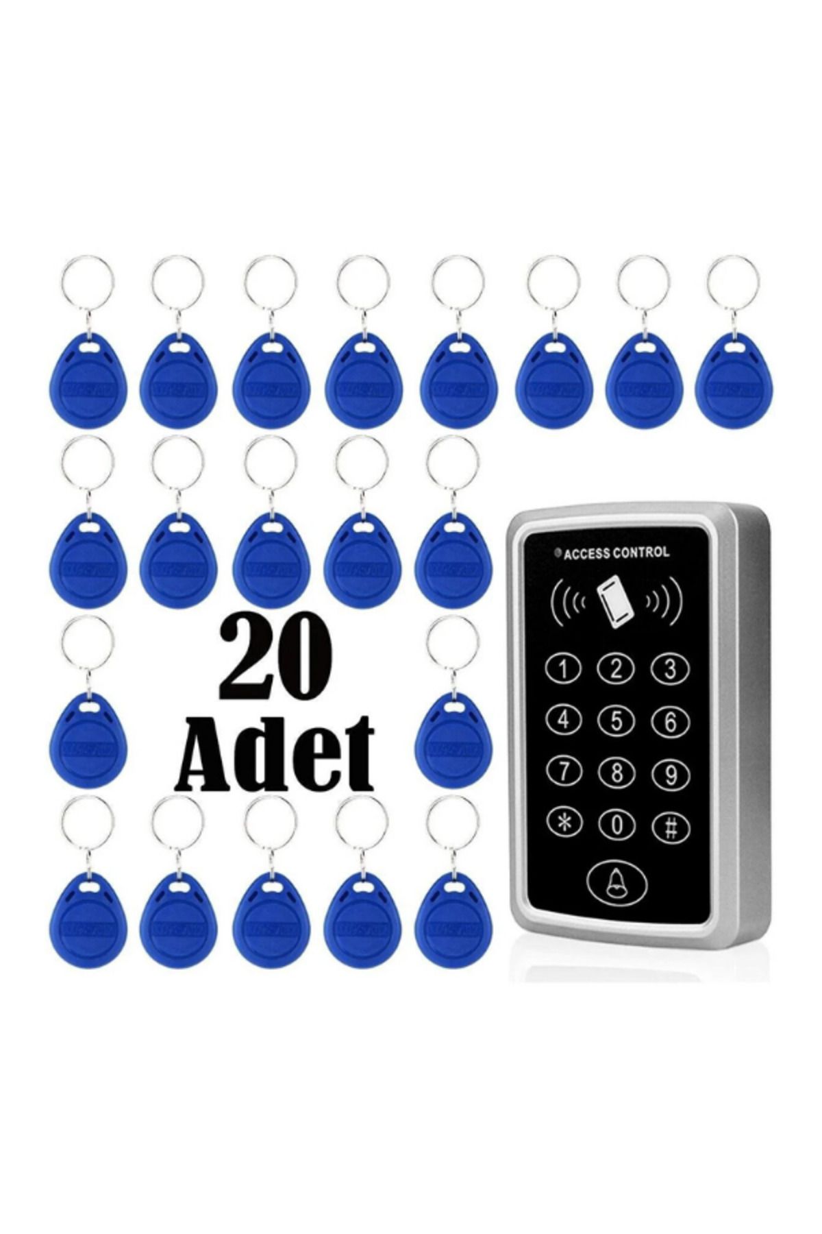LANSAN Şifreli Ve Kartlı Geçiş-Rfıd Şifreli Kapı Kilidi - 20 Adet Proximity Anahtarlık