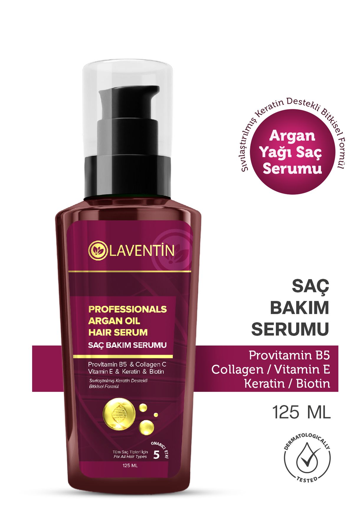 Laventin Saç Uzatıcı,dökülme Karşıtı, Keratin Biotin Collagen Argan Yağlı Saç Serumu 125ml