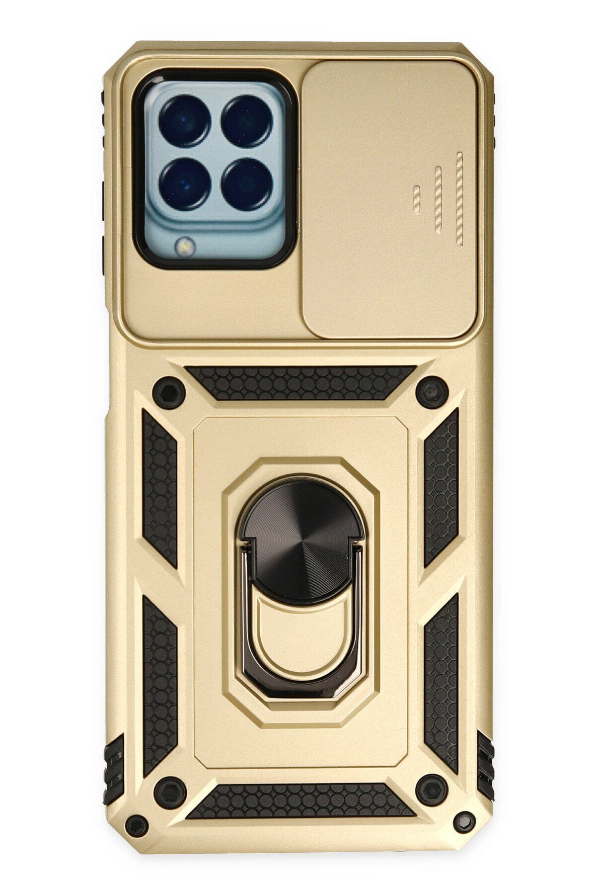 AQUA AKSESUAR Samsung Galaxy M33 Uyumlu Kapak Kızaklı Kamera Korumalı Renkli Tank Kılıf - Gold