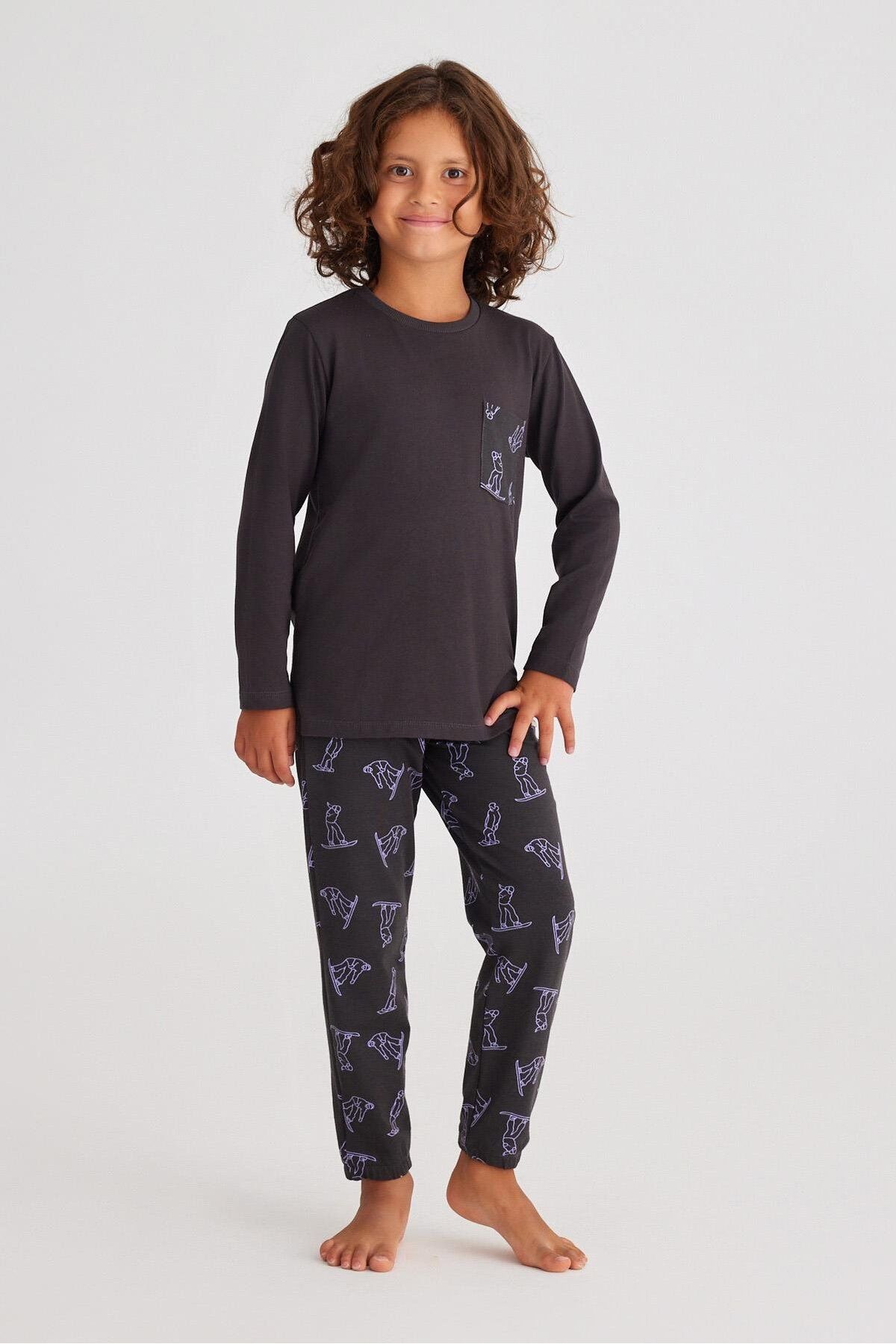 Katia & Bony Snowboard Erkek Çocuk Pijama Takım Lacivert