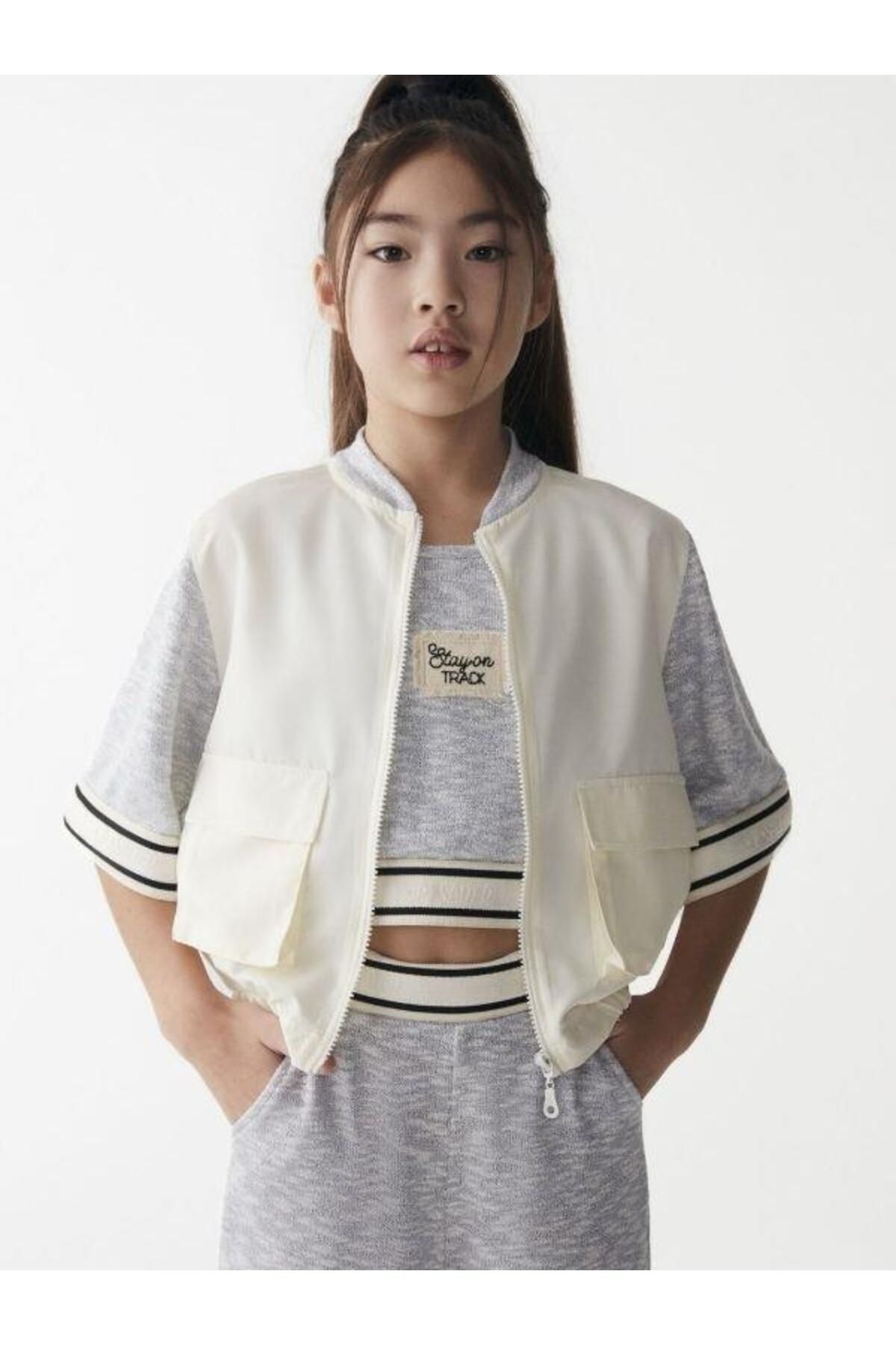 NK Kız Çocuk Paraşüt Kumaş Kolları Tiko Detaylı Ceket