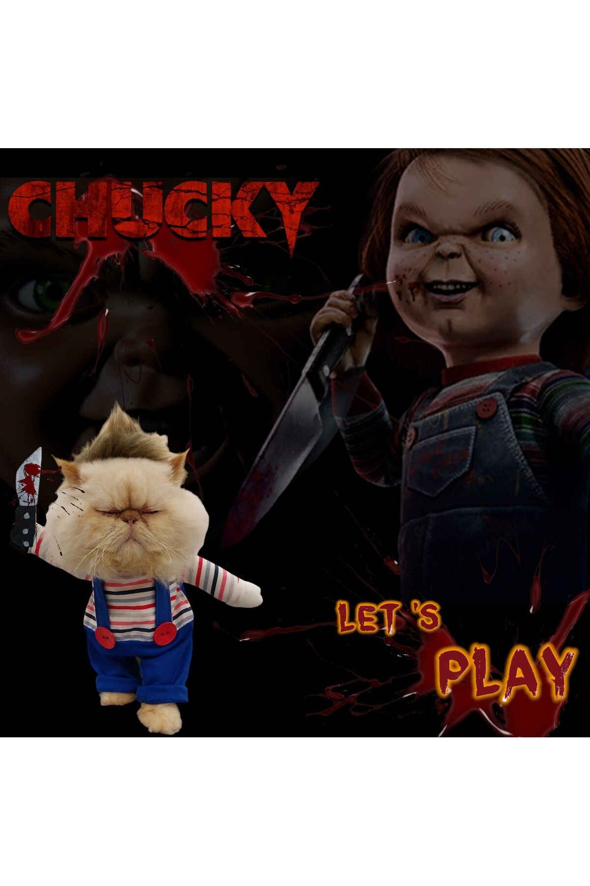 Sosyal Patiler Katil Bebek Chucky Kedi Kostümü XXS Beden (0-2 Kg)