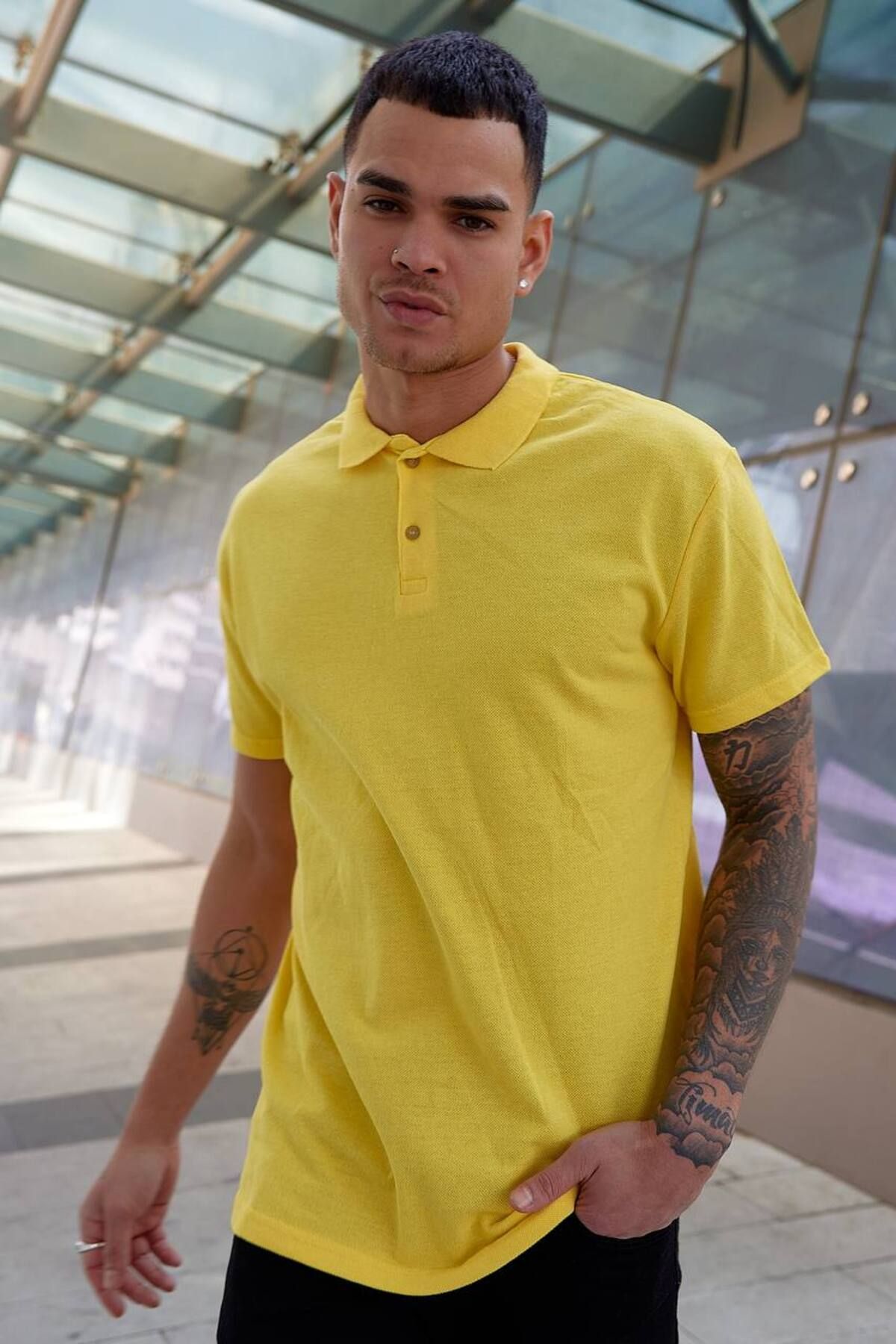 EKZMODA Regular Fit Sarı Erkek Polo Yaka Tshirt