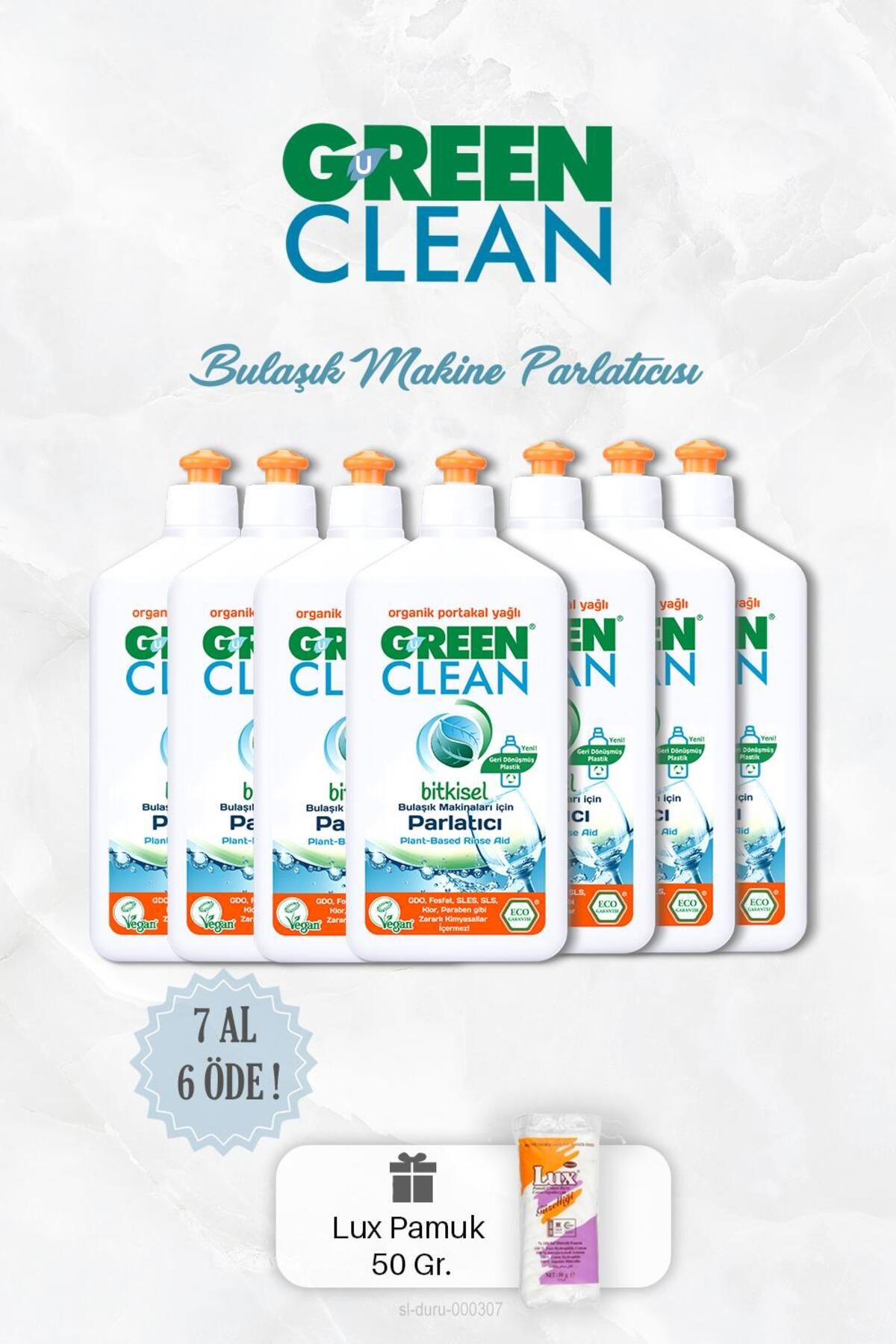 Green Clean 7 Al 6 Öde Bitkisel Bulaşık Parlatıcısı Portakallı 500 ml