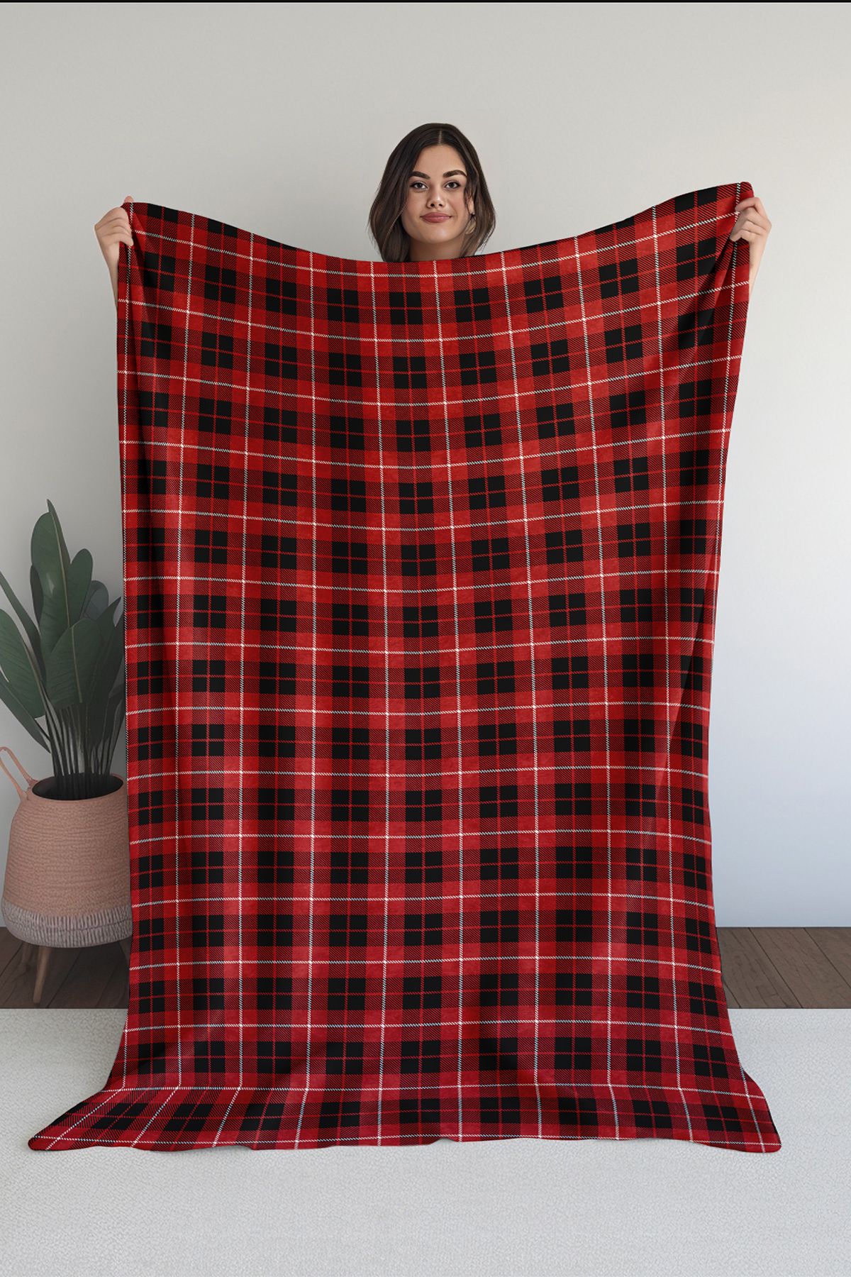 Homefesto Baskılı Polar Kırmızı Battaniye Tv Battaniyesi Makinede Yıkanabilir Battaniye Blanket044