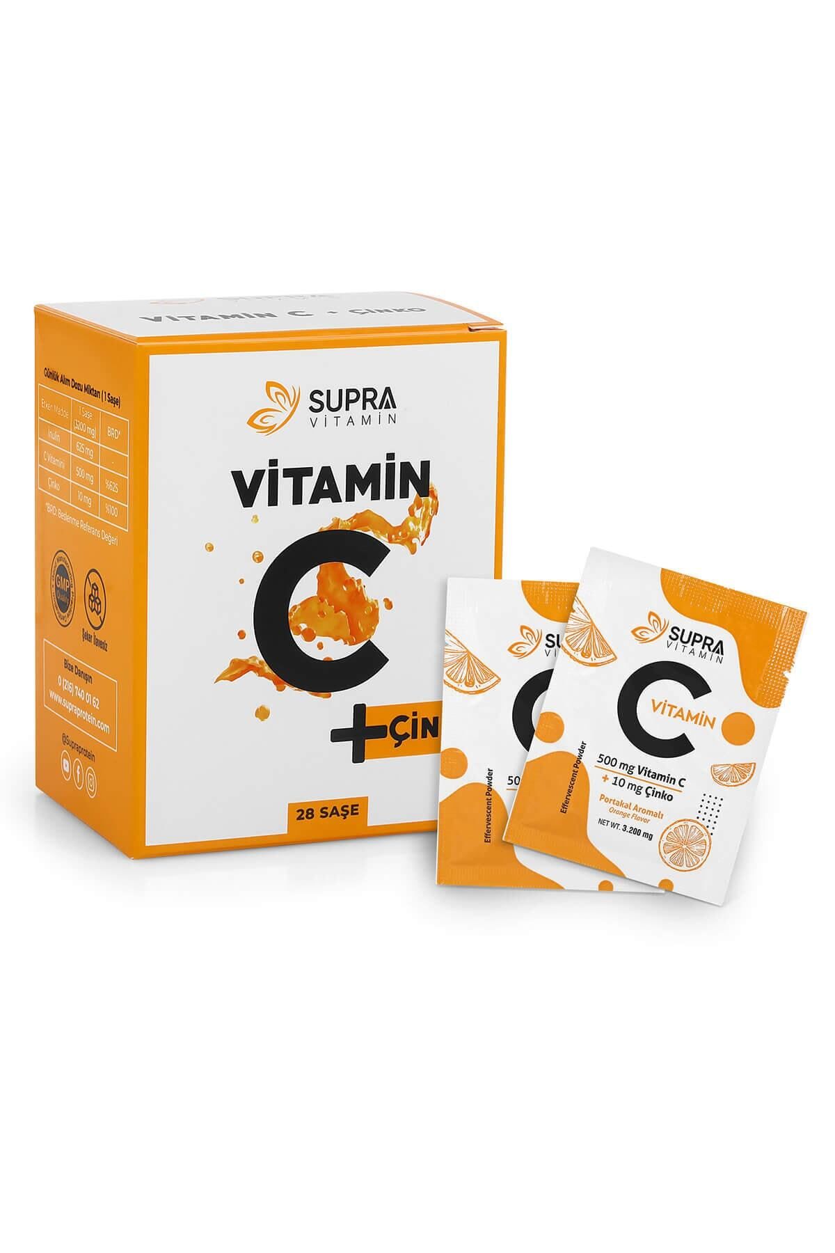 Supra Protein Supra Vitamin C + Çinko- Prebiyotik Inülin Ilaveli Toz Efervesan Saşe-28 Günlük Kür