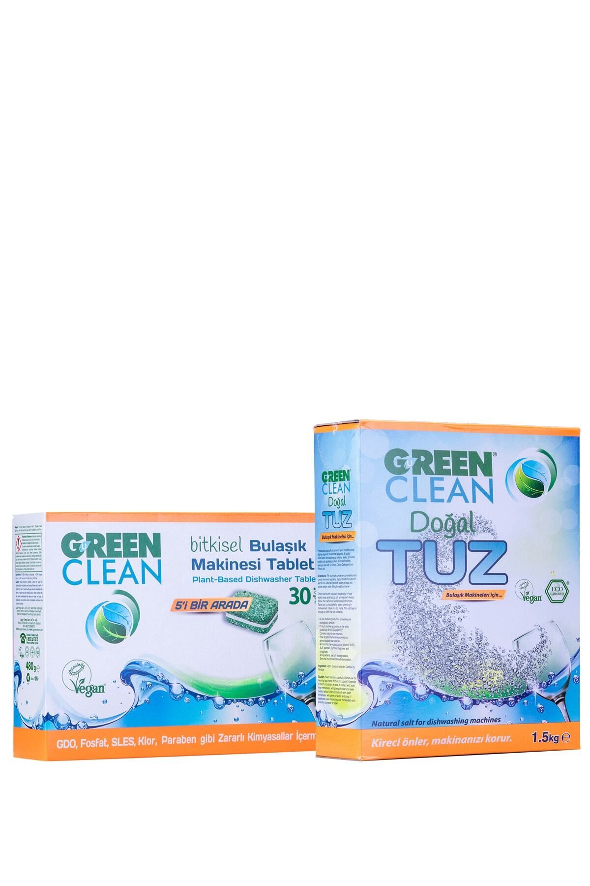 Green Clean Bitkisel Bulaşık Makinesi Tableti 30' Lu Ve Tuz 1,5 Kg