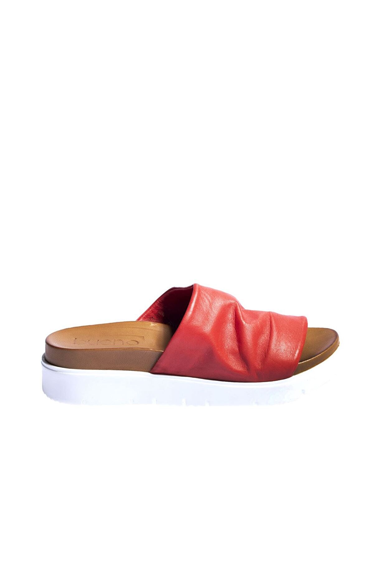Genel Markalar Shoes Kırmızı Deri Kadın Dolgu Topuklu Terlik