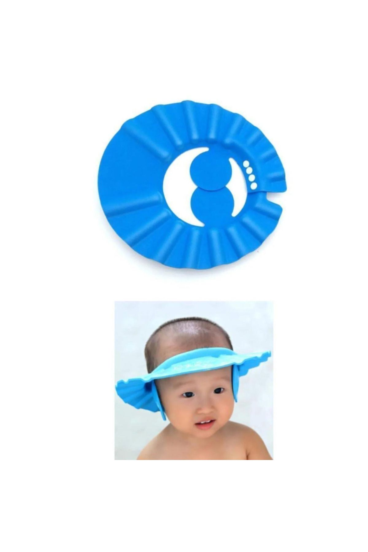 CNGZSHOP Bebek Banyo Şapkası Düğmeli Kulaklıklı Bebek Yıkama Şapkası Bebek Duş Şapkası Şampuan Siperi