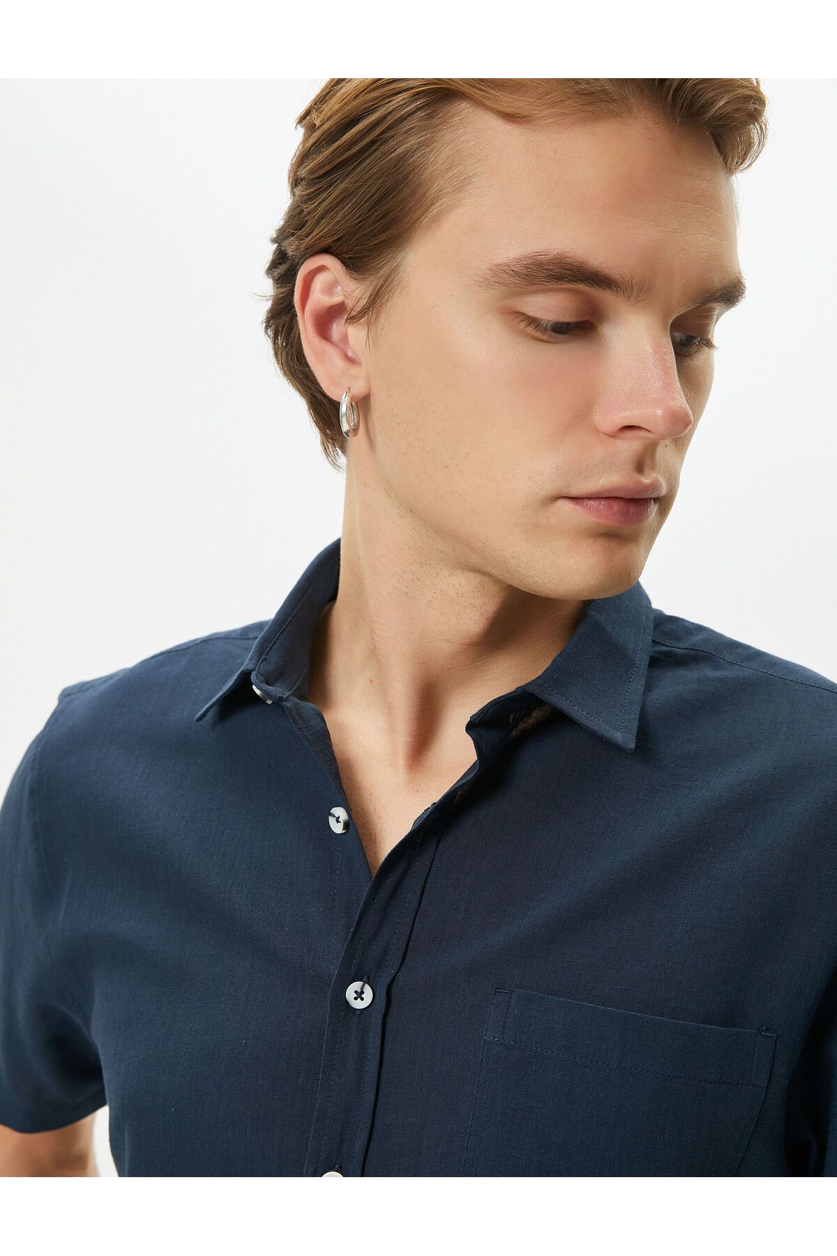 Koton Kısa Kollu Gömlek Slim Fit Klasik Yaka Düğmeli Cep Detaylı