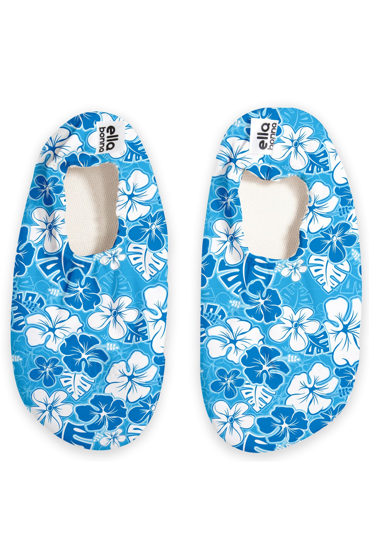 Ella Bonna Kaydırmaz Taban Unisex Bebek Çocuk Deniz Ayakkabısı Havuz Patiği Mavi Çiçekler