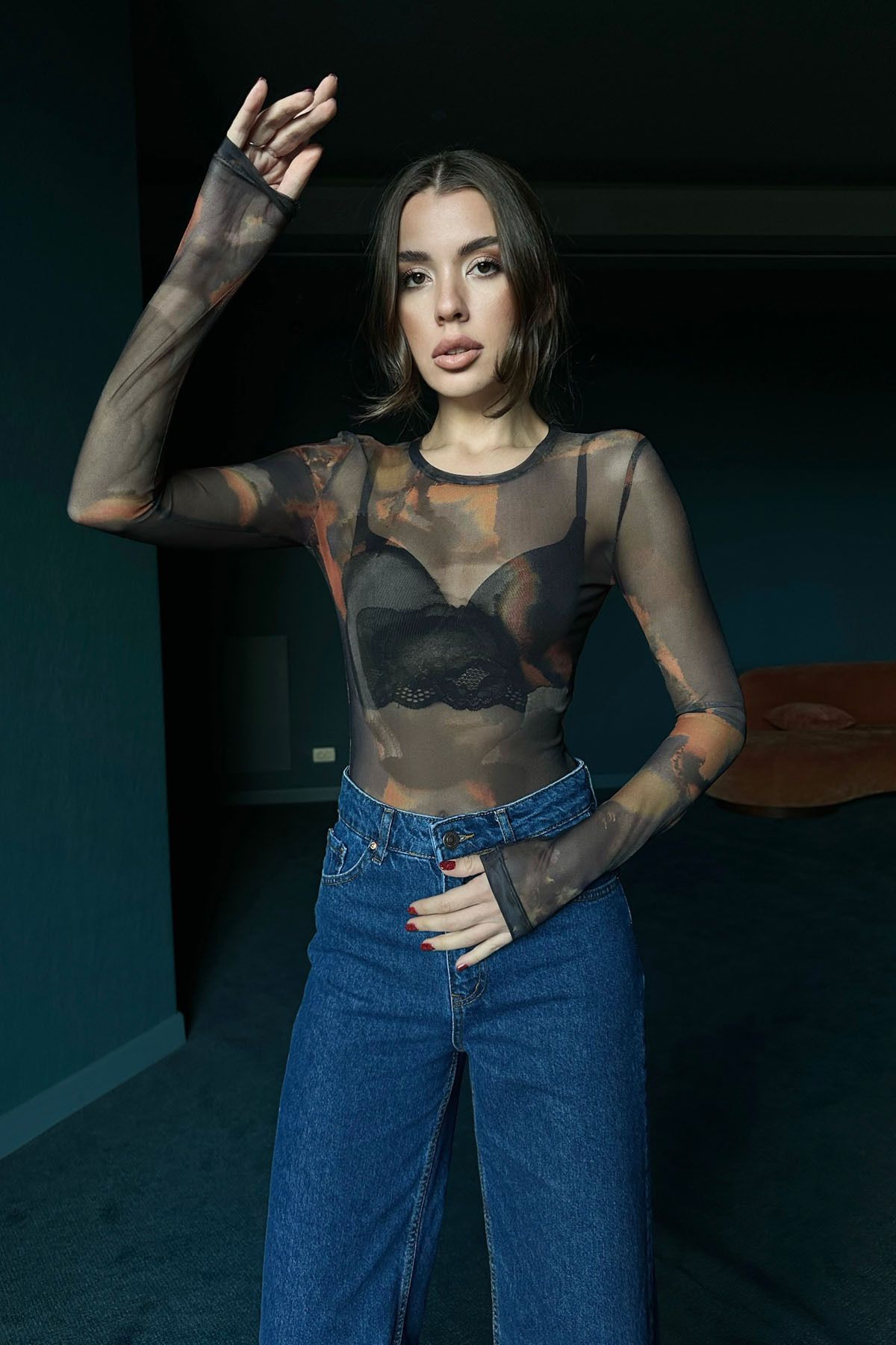 Seda Yalçın Atelier Batik Desen Transparan Bodysuit