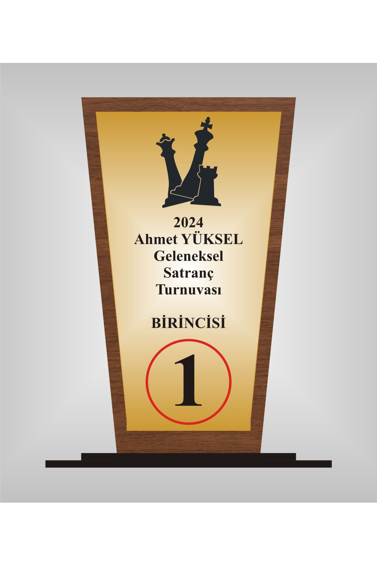 yüksel34 Satranç Turnuvası  Plaketi , Ahşap Mdf Gold Levhaya Baskılı  ,Kişiye Özel İsim Baskısı Yapılabilir