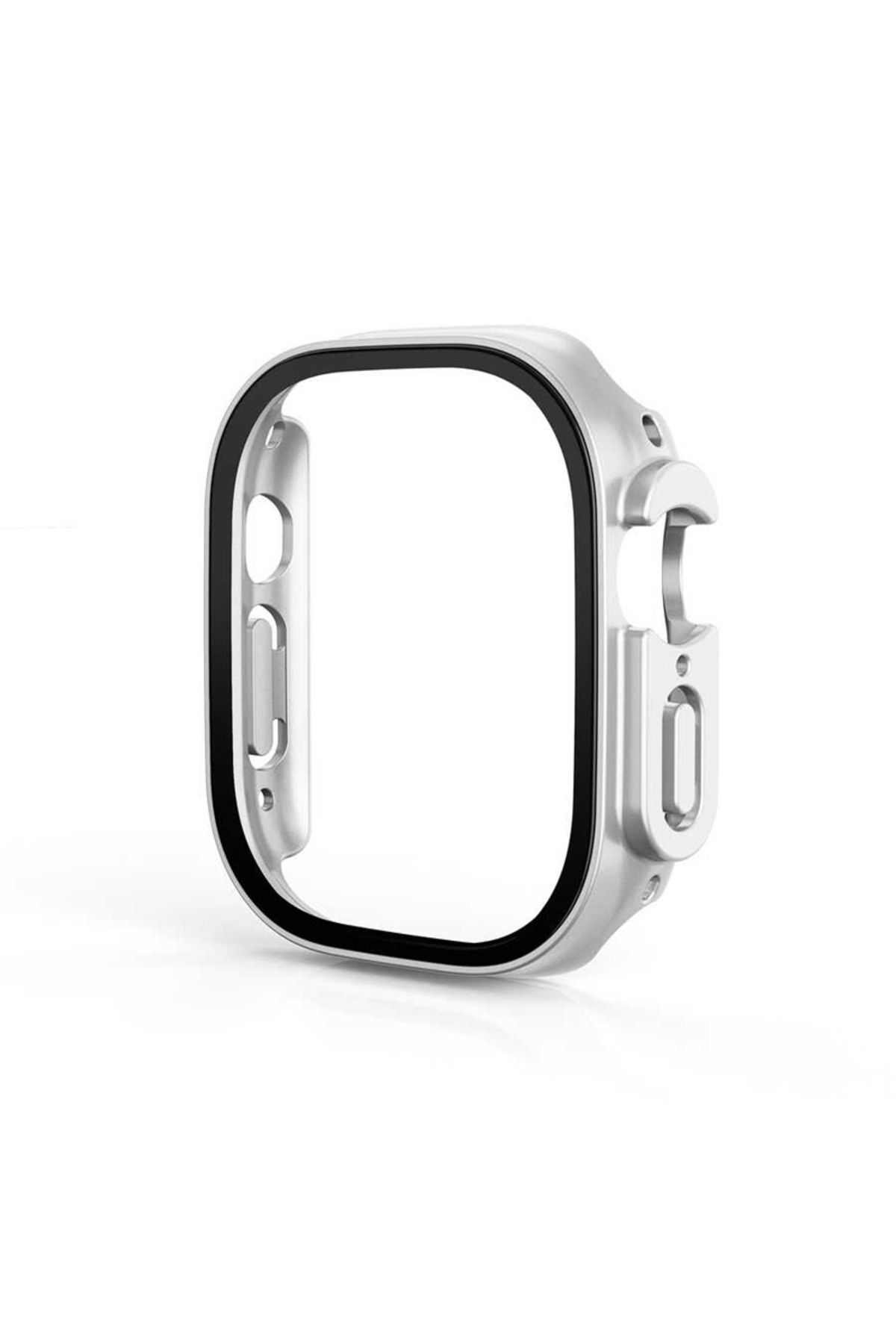 Gpack Apple Watch Ultra 2 Kasa Ve Ekran 360 Derece Koruma Sert Silikon Gard 19 Gümüş