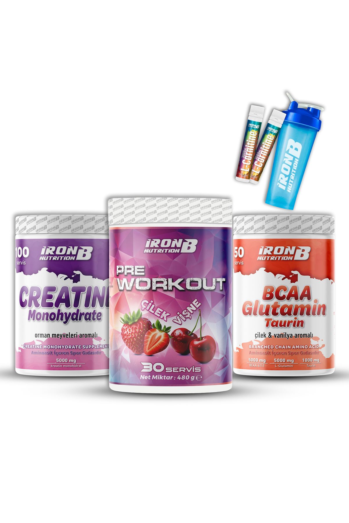 IronB Nutrition BCAA Preworkout Kreatin Monohidrat Paketi