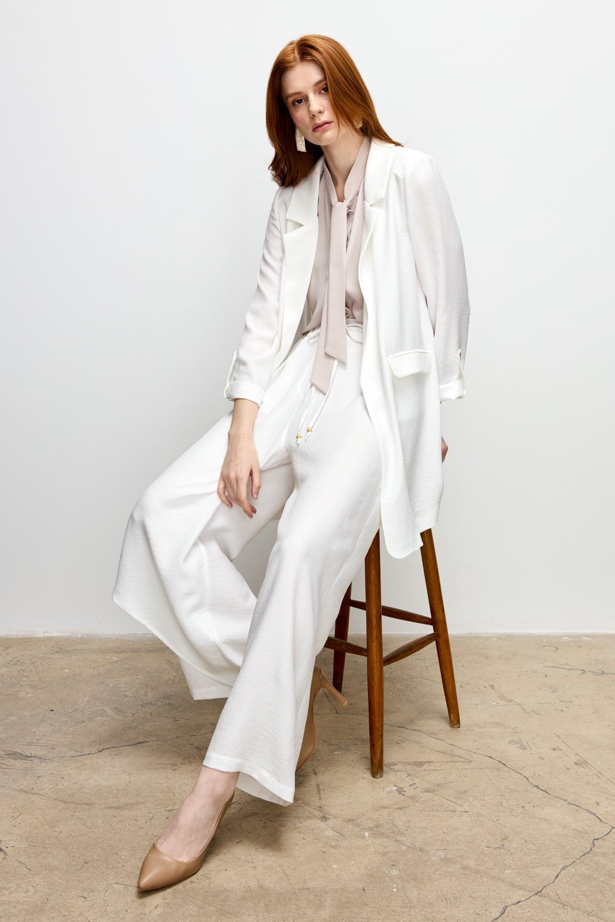 Nihan Linen Ceket Beyaz