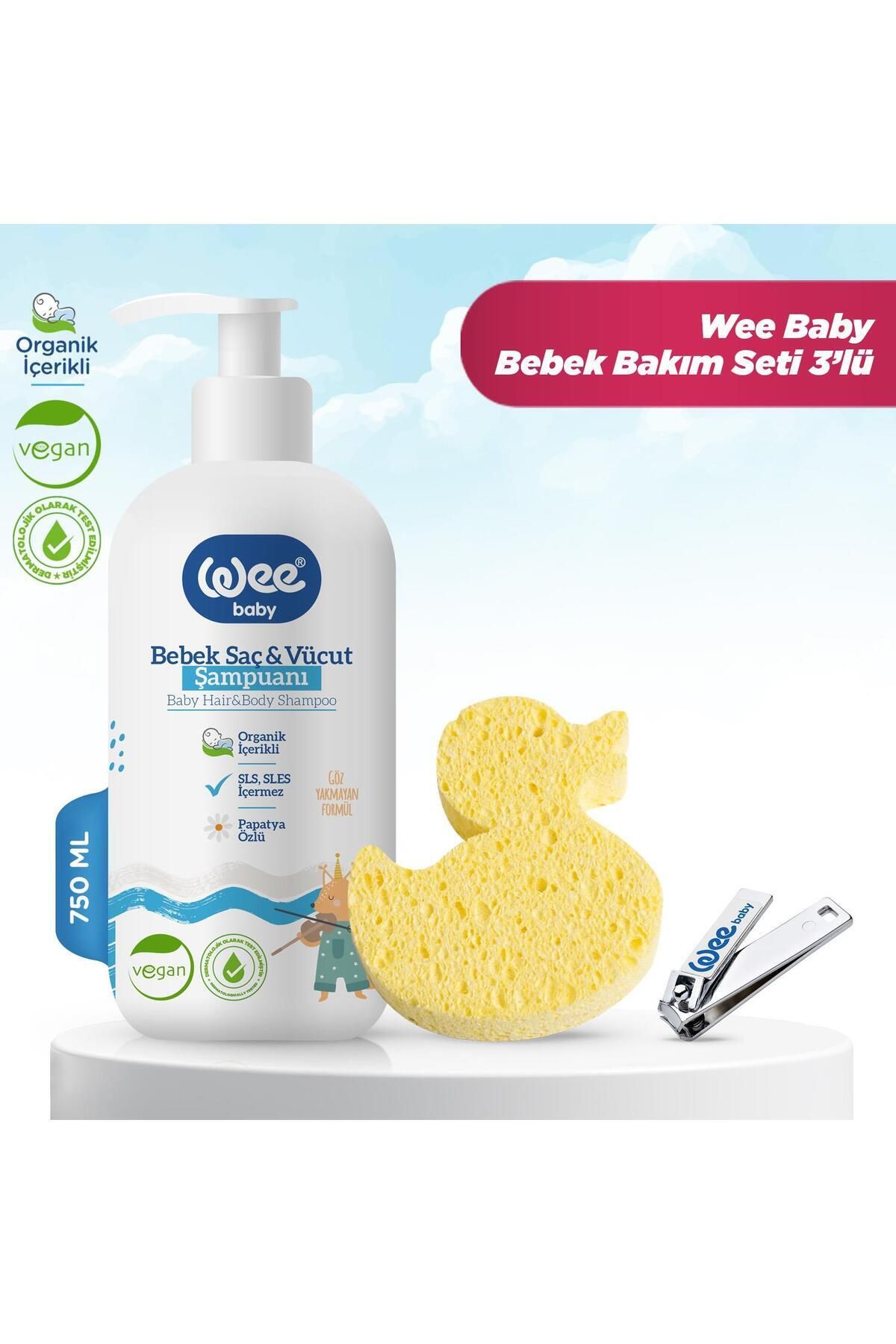 Wee Baby Bebek Şampuan 750 ml Banyo Süngeri Tırnak Makası 3'lü Set