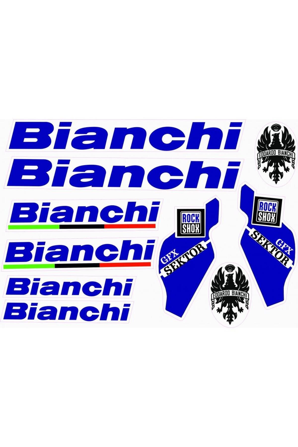 Monero Bianchi Bisiklet Sticker Etiket Seti Mavi A4