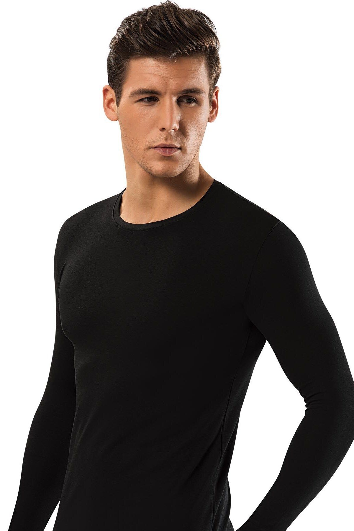 ERDEM İÇ GİYİM Erdem Siyah Slim Fit Uzun Kol T-shirt 1123