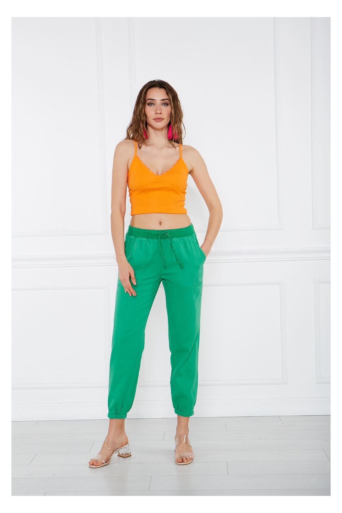 Tiffany Tomato Ribanalı Pantolon-yeşil