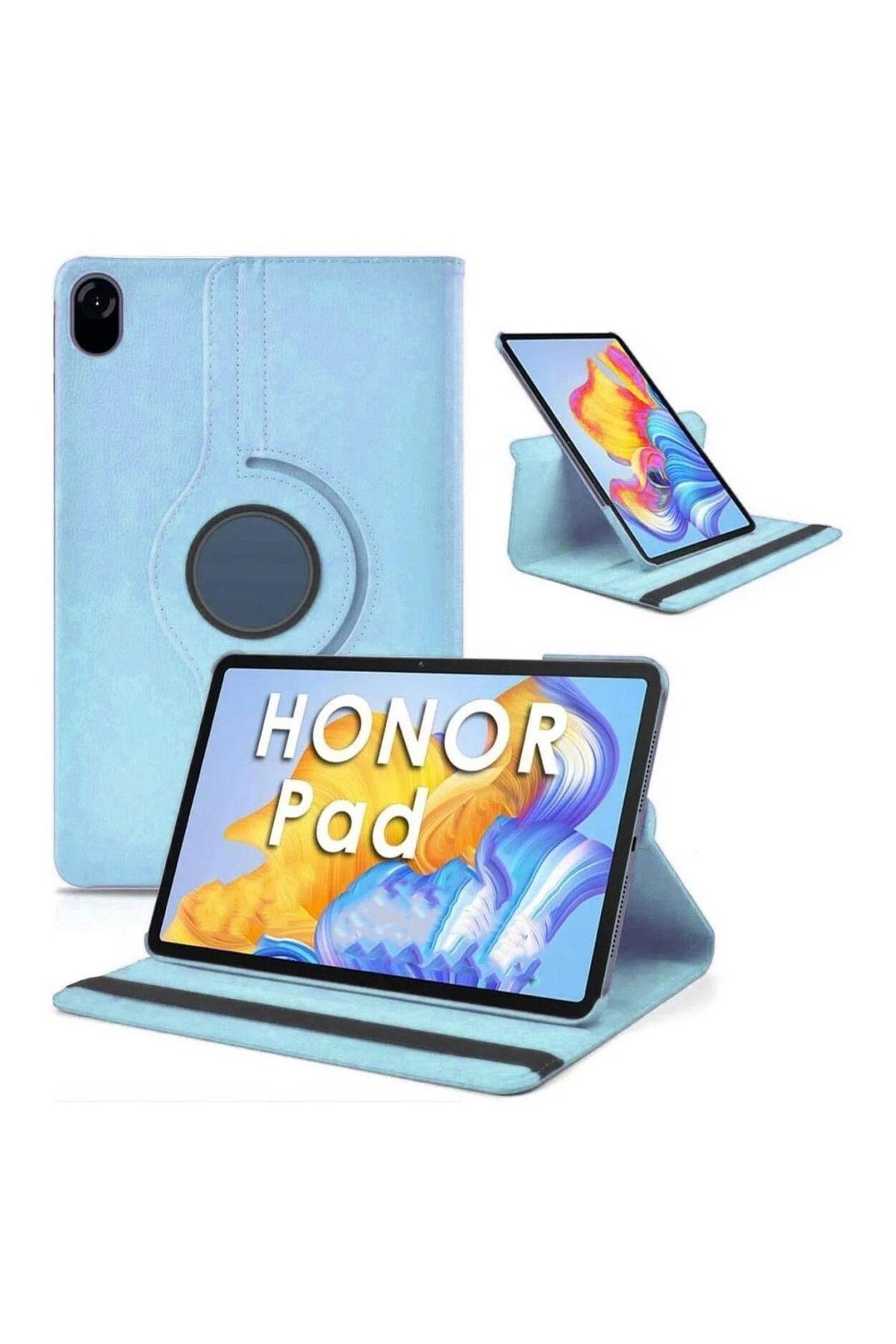 Mobilcadde Honor Pad X8 Pro 11.5 360 Derece Döner Standlı Mavi Deri Kılıf