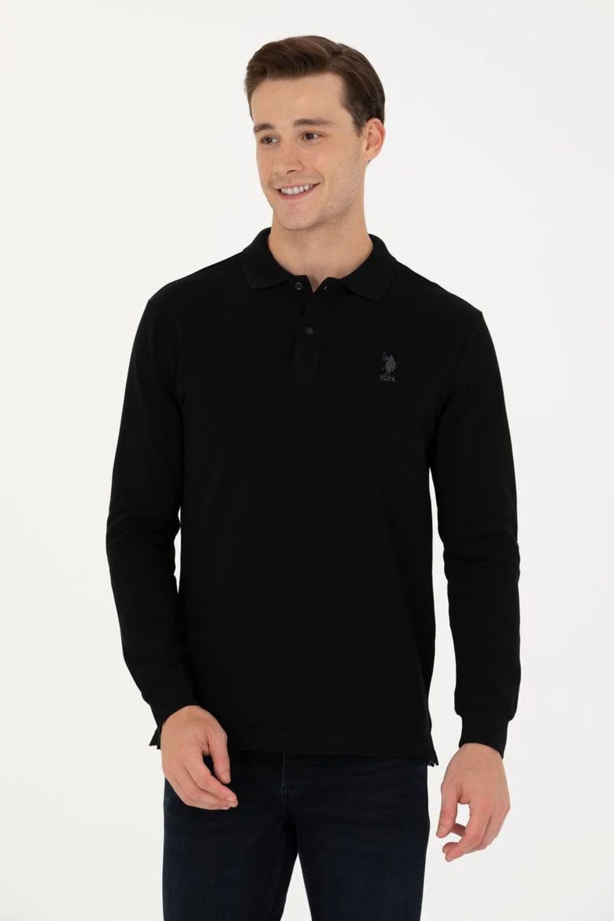 U.S. Polo Assn. Siyah Basic Erkek Sweatshirt - %100 Pamuk-Nehrin Style