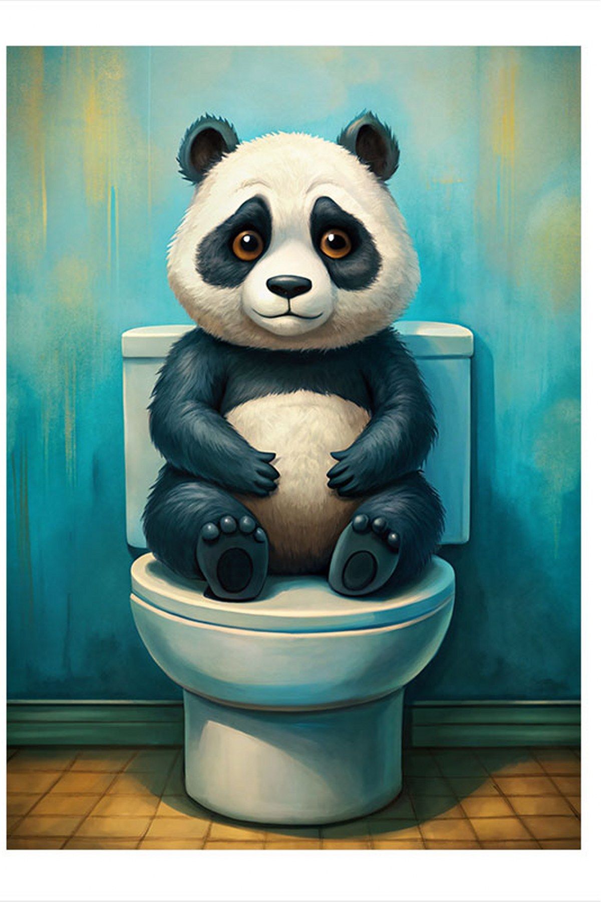 Tablomega Tuvaletteki Panda Model Mdf tablo 35cm X50cm