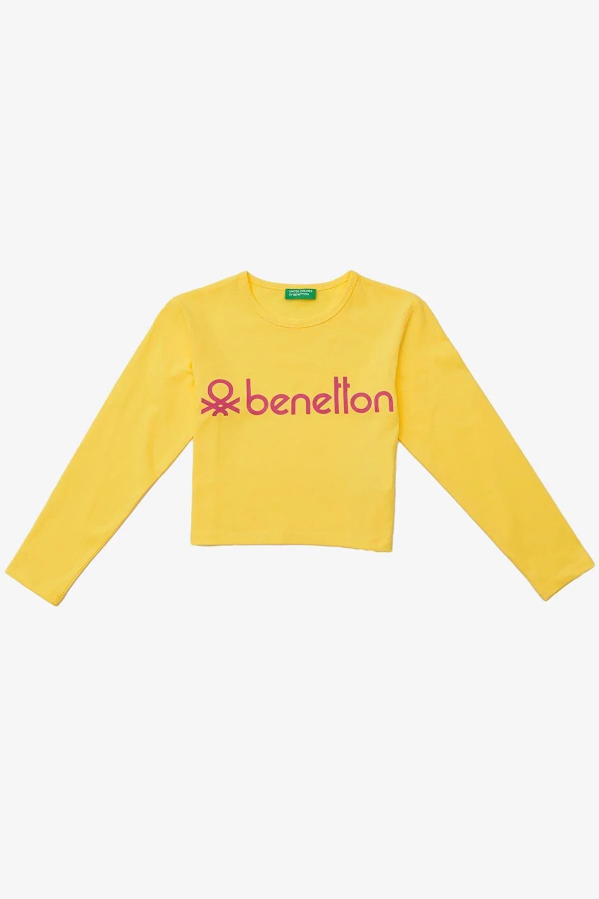 Benetton Kız Çocuk Uzun Kollu Crop Top - Sarı