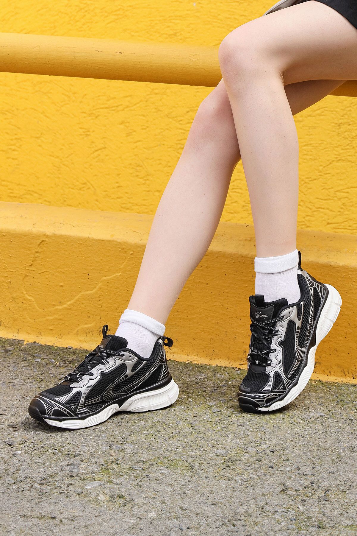 Jump 29819 Siyah - Gri Kadın Sneaker Günlük Spor Ayakkabı