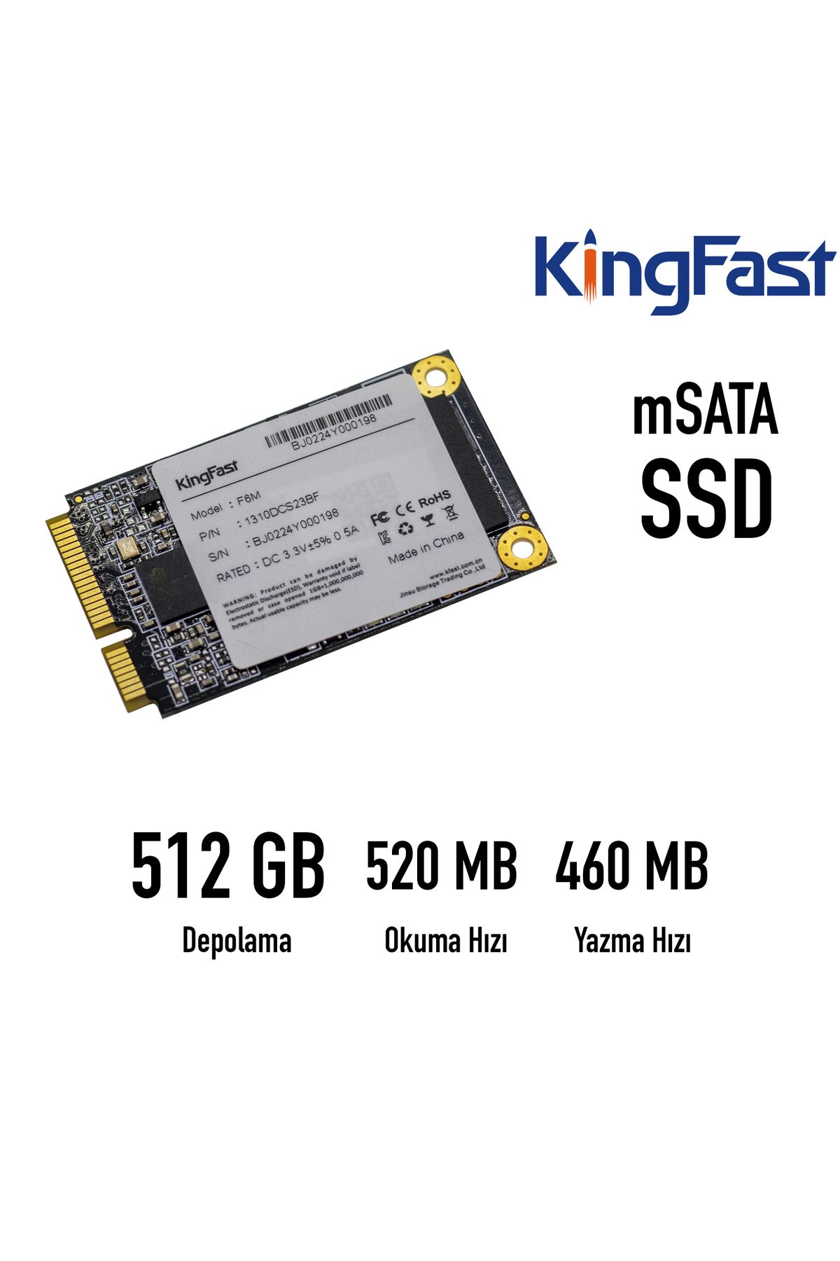 KingFast 512gb 520/460mb Msata Ssd