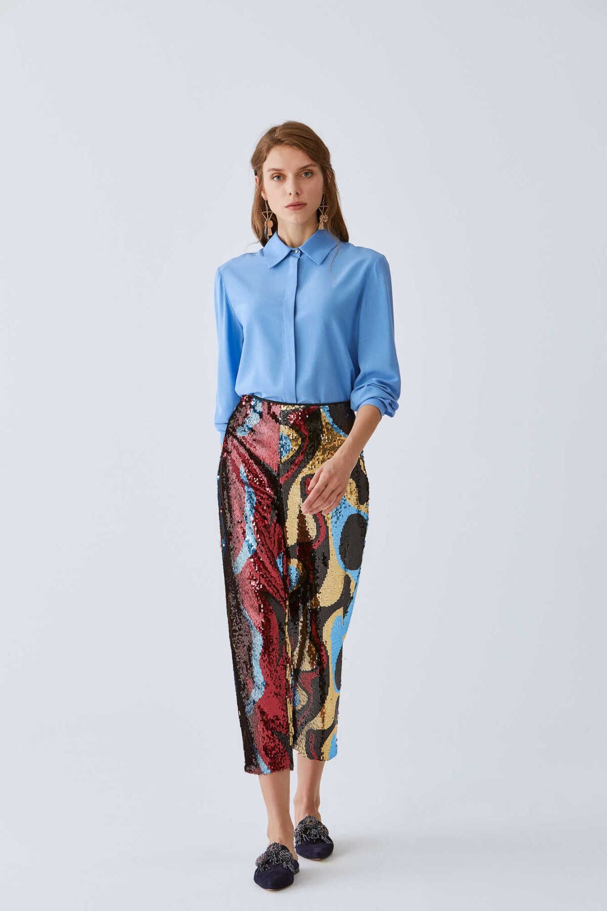 Roman Payetli Renkli Kadın Pantolon Standart Renk K2012130_089