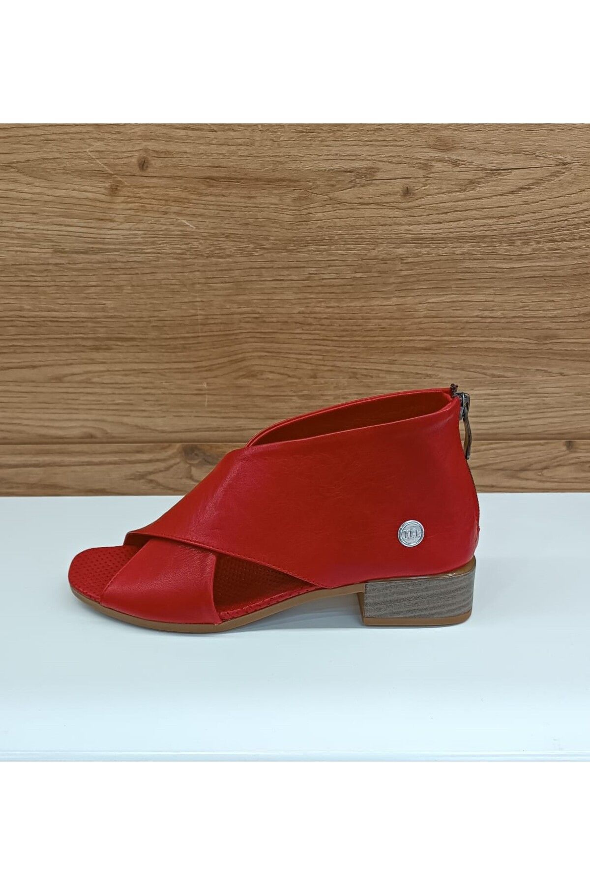 Mammamia YS1435 Kırmızı Hakiki Deri Casual Kadın Sandalet
