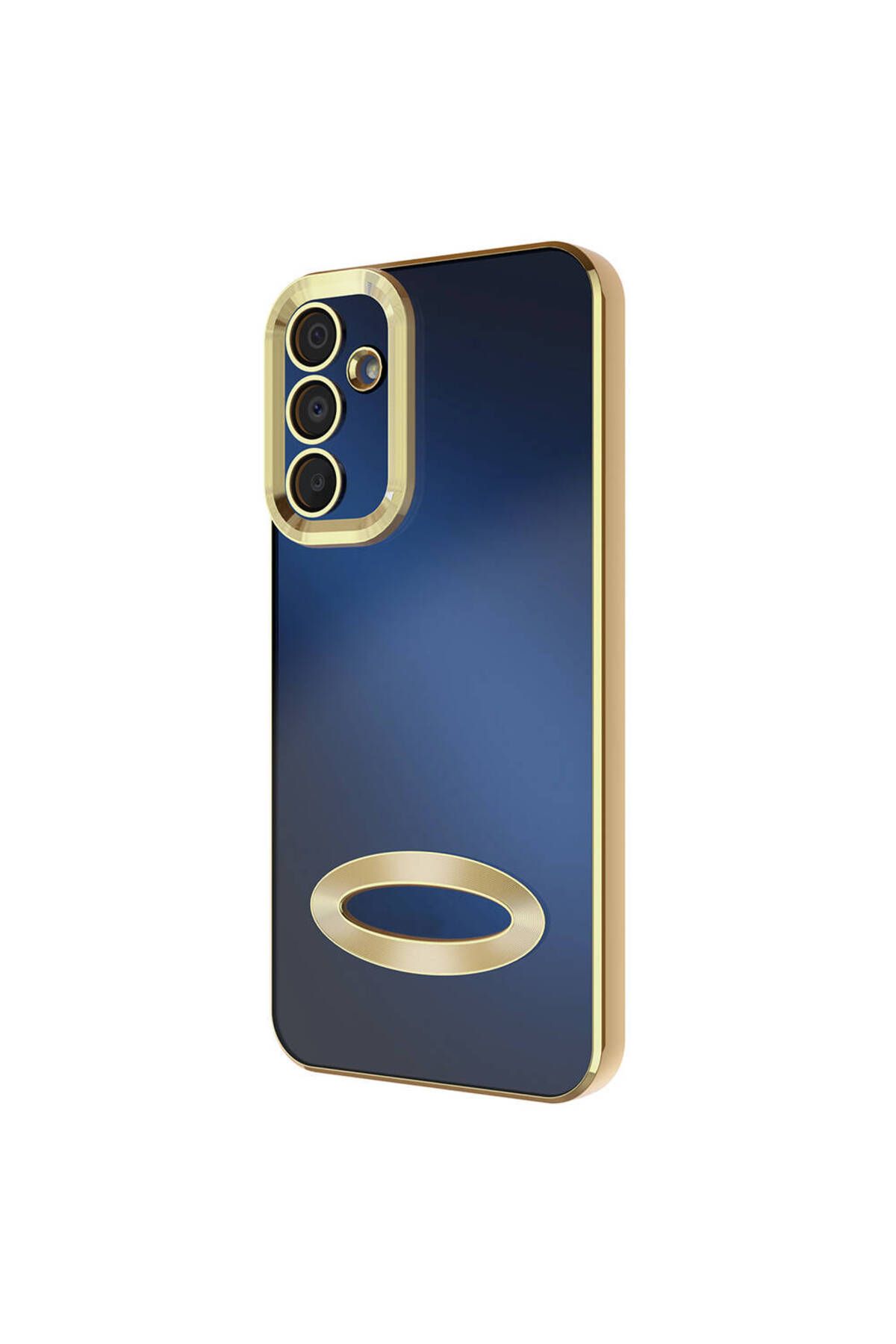 Gpack Samsung Galaxy M15 5G Kılıf Logo Gösteren Kamera Korumalı Silikon Gold