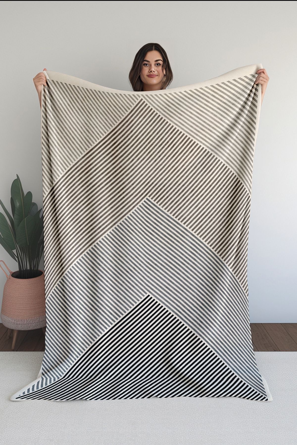 Homefesto Baskılı Polar Krem Battaniye Tv Battaniyesi Makinede Yıkanabilir Battaniye Blanket055