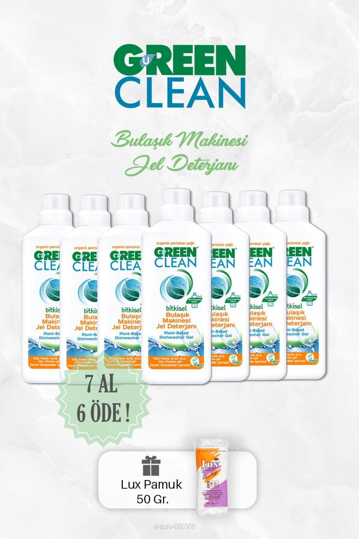 Green Clean 7 Al 6 Öde Bitkisel Bulaşık Jel Deterjanı 1000 ml