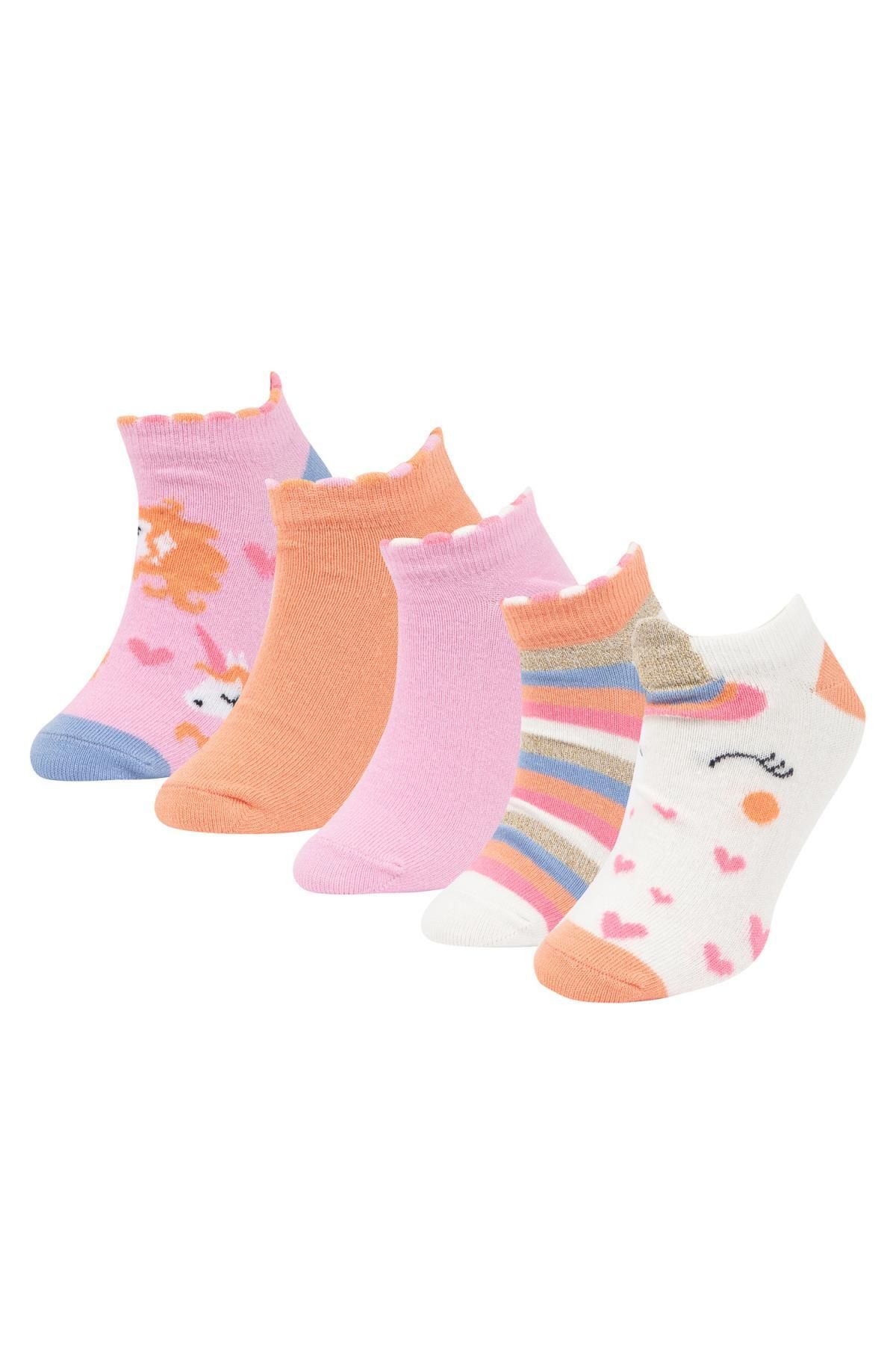 Defacto Kız Çocuk 5'li Pamuklu Patik Çorap C2945a8ns